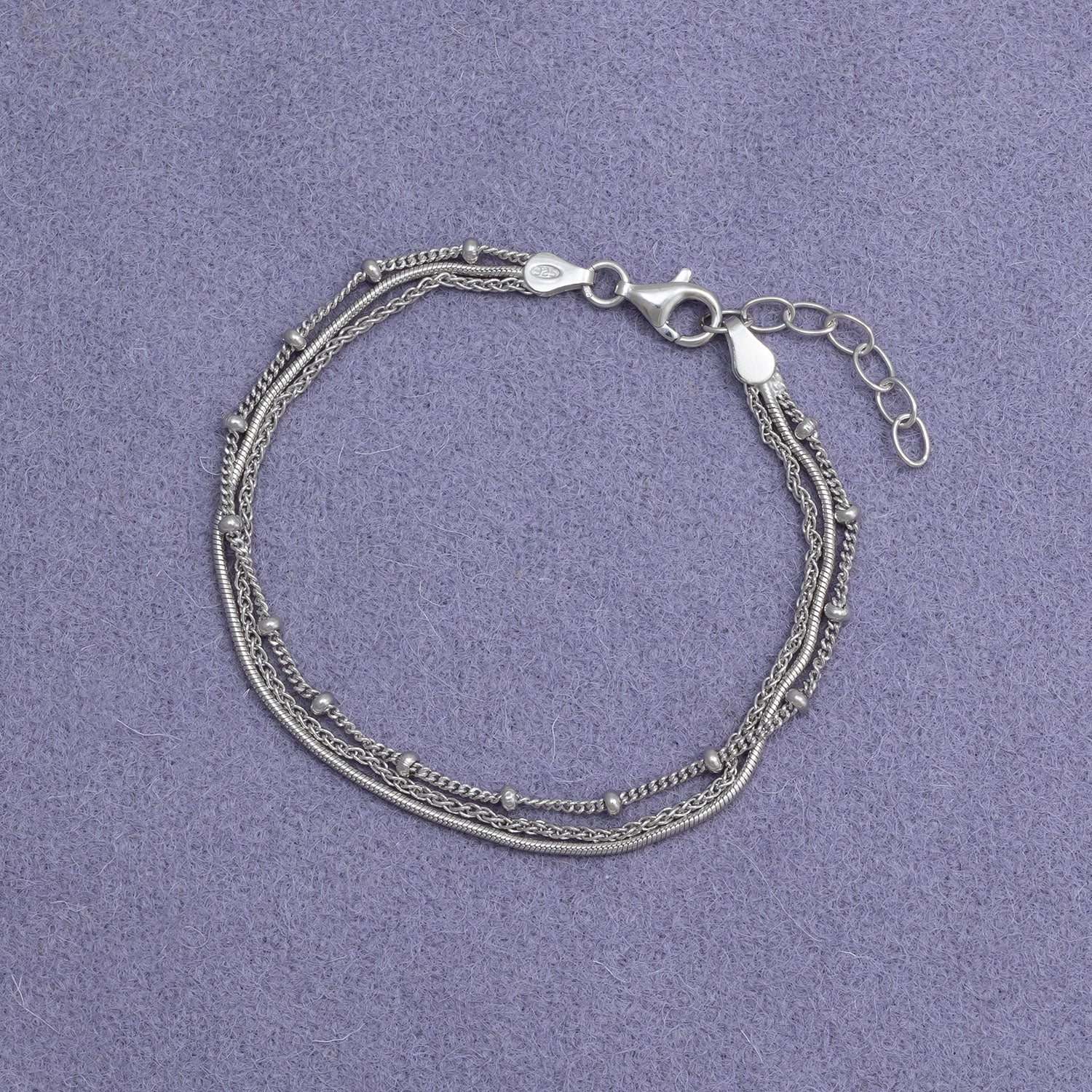 Silver Triple Strand Chain Bracelet