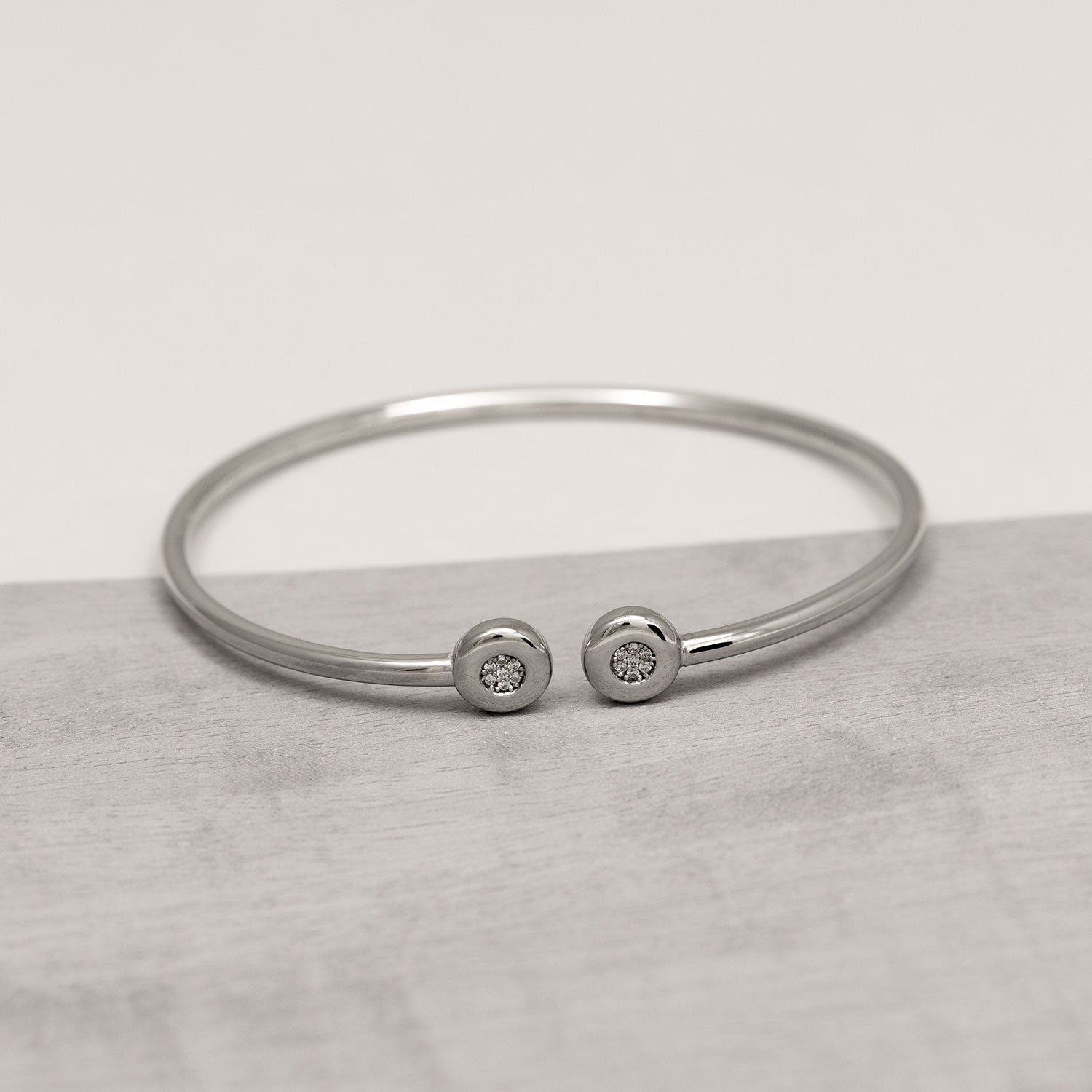 Silver Pavé Discs Flexi Cuff Bangle