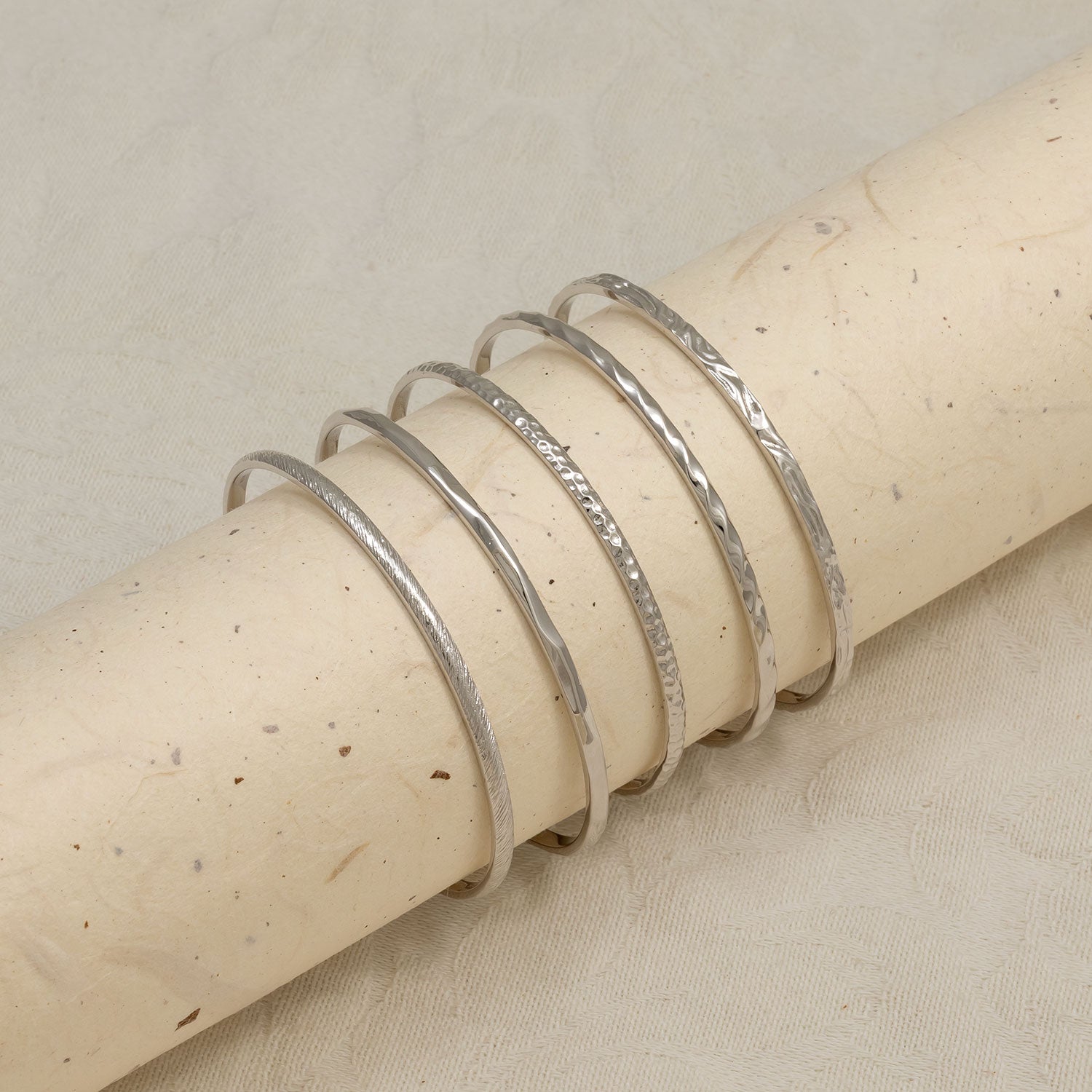 Sterling Silver Honeycomb Elements Slim Cuff