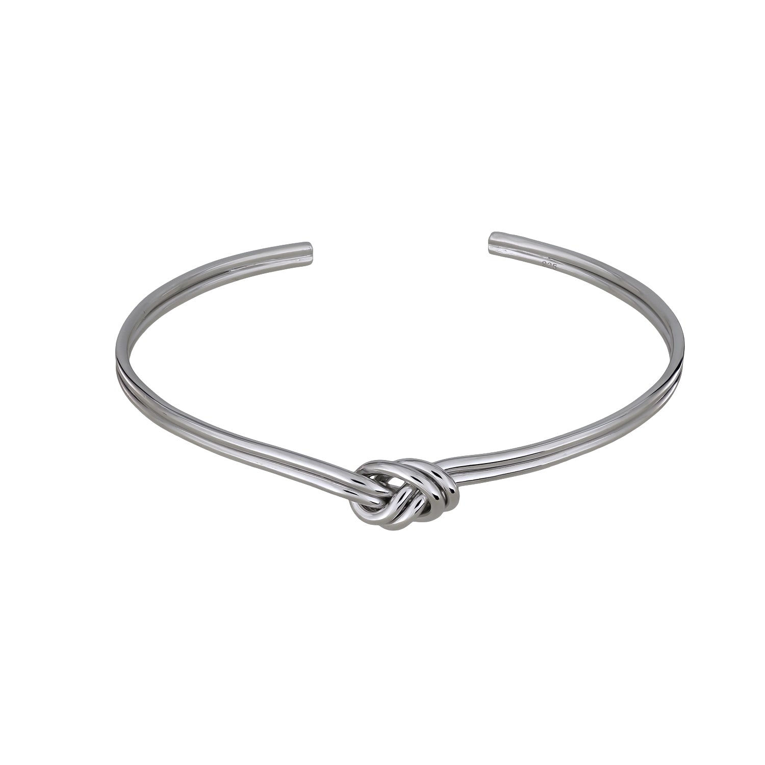 Silver Twin Strand Knot Cuff Bangle