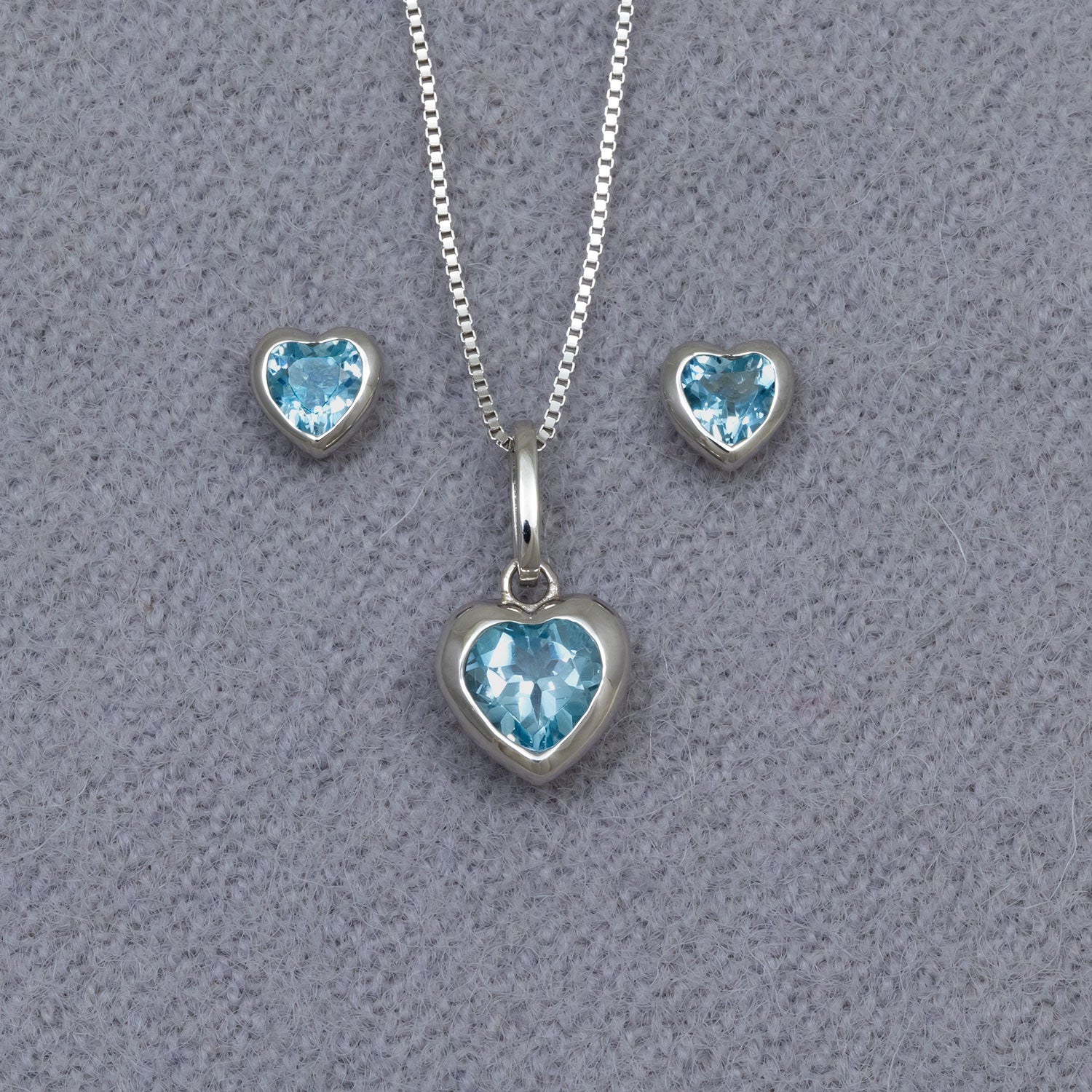 Sterling Silver & Blue Topaz Heart Pendant