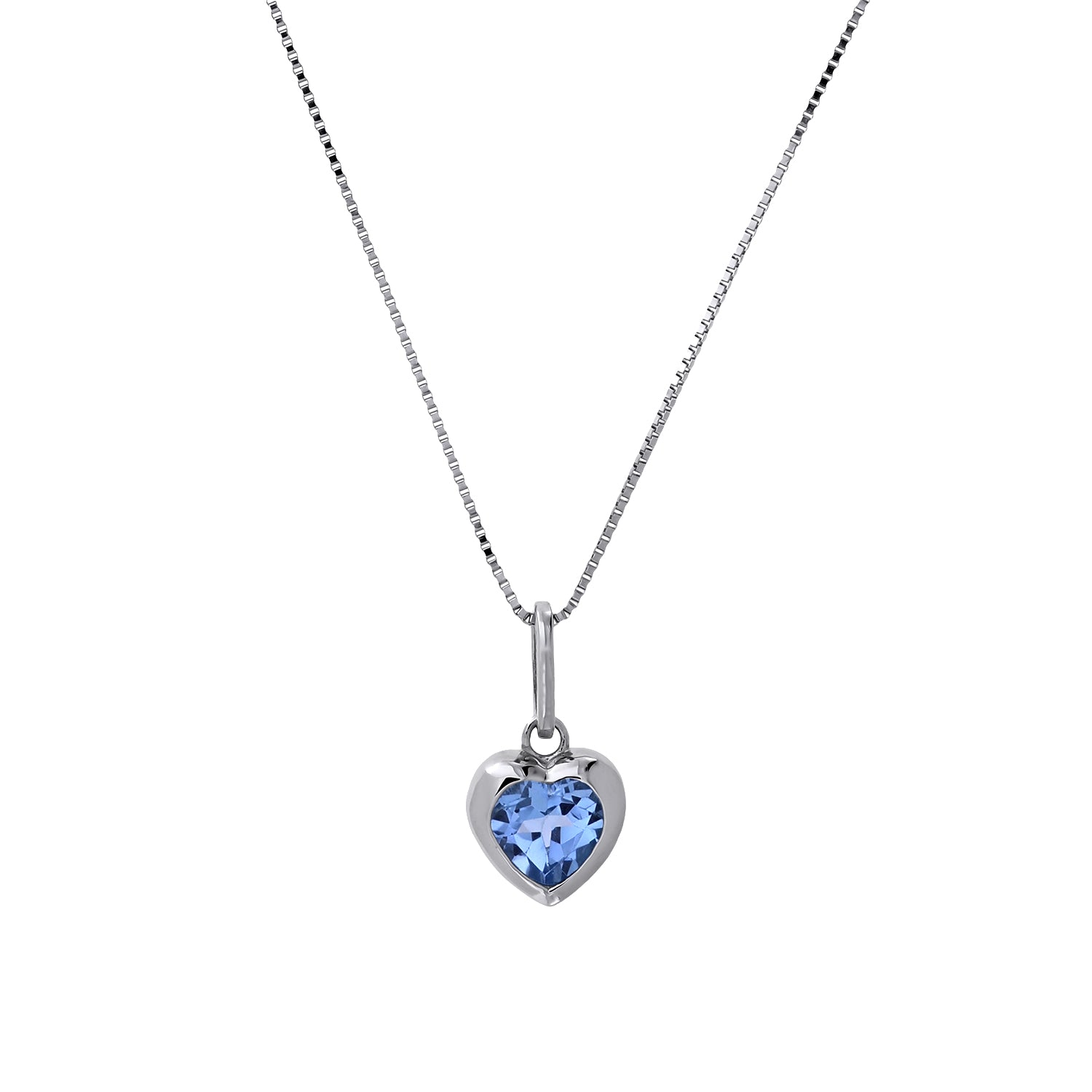 Sterling Silver & Blue Topaz Heart Pendant
