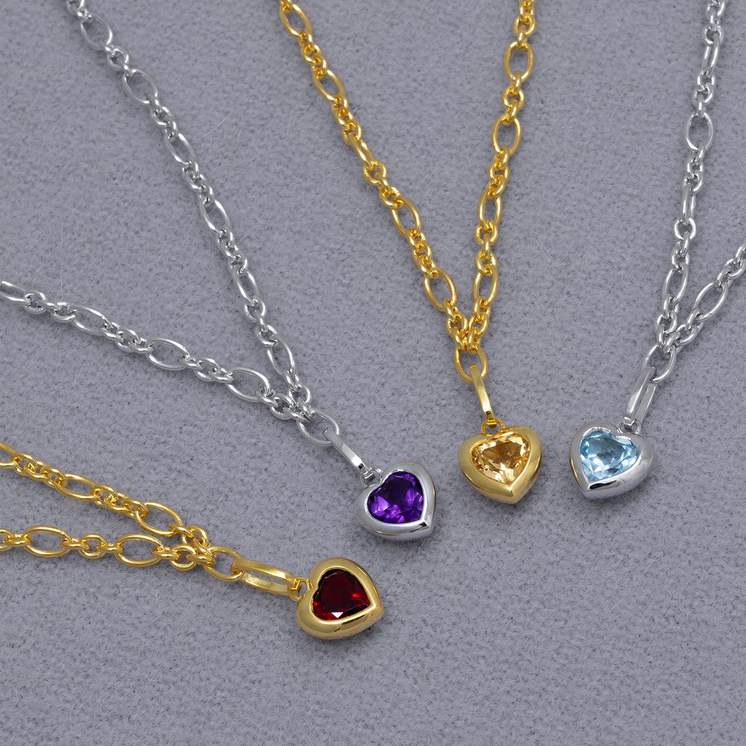 Sterling Silver & Amethyst Heart Charm Bracelet