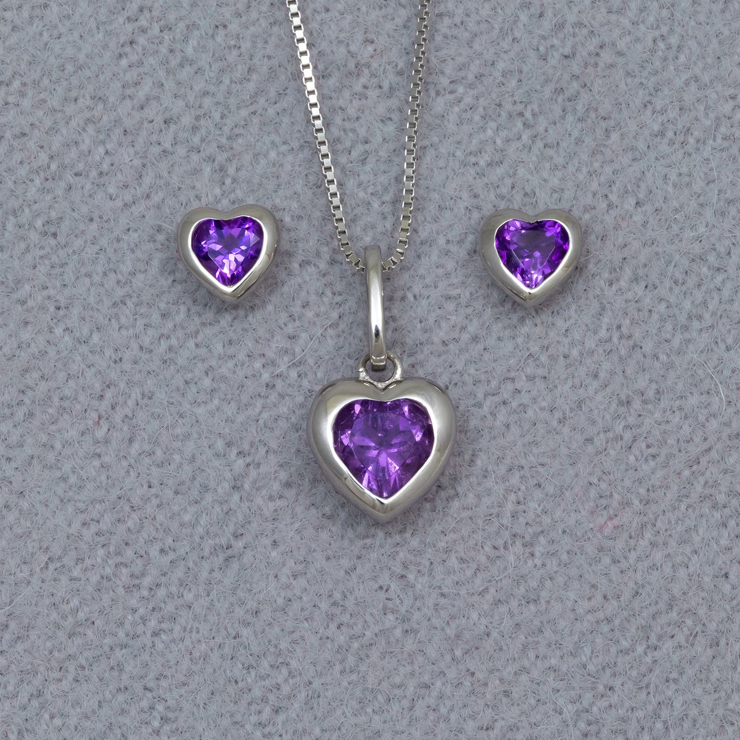 Sterling Silver & Amethyst Heart Pendant