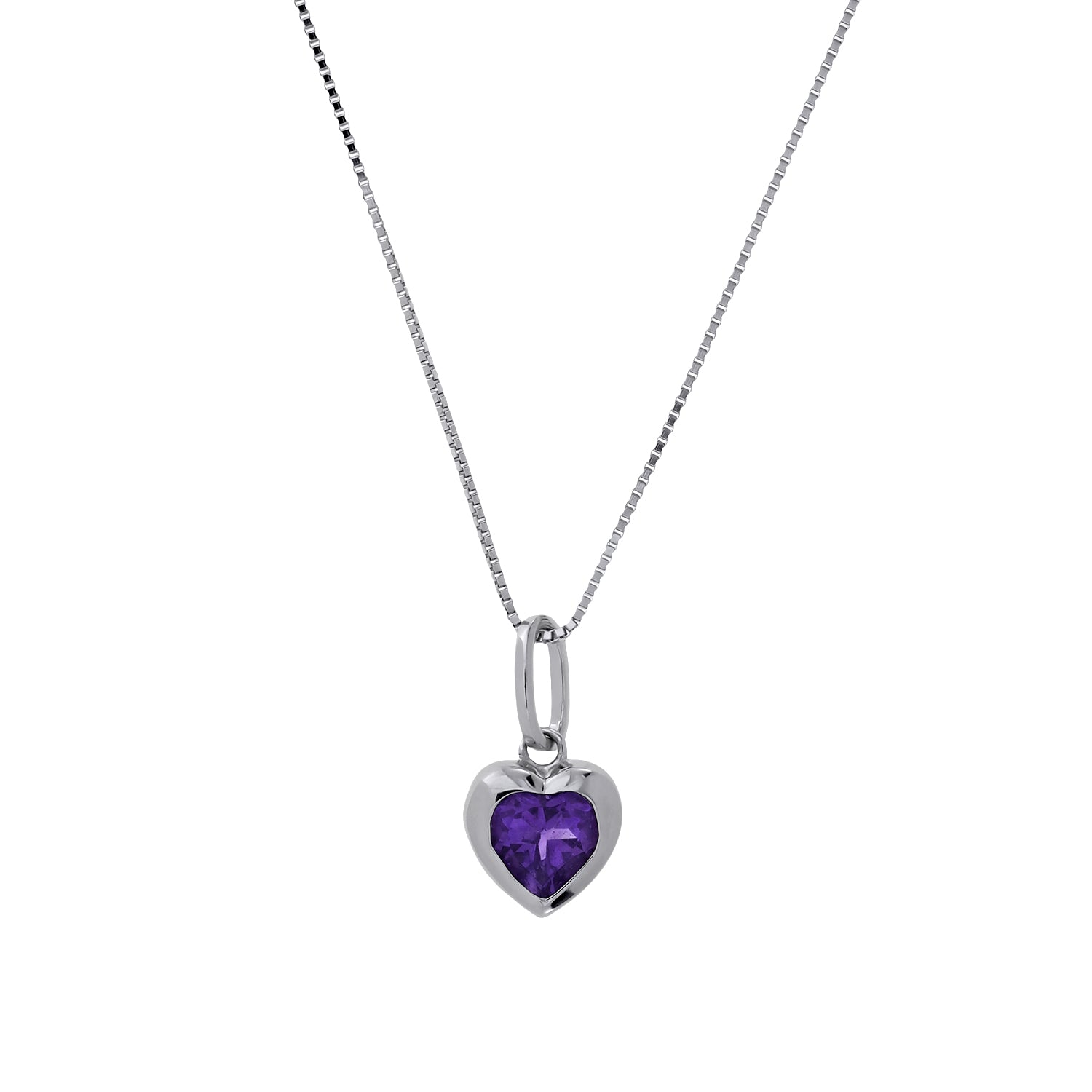 Sterling Silver & Amethyst Heart Pendant