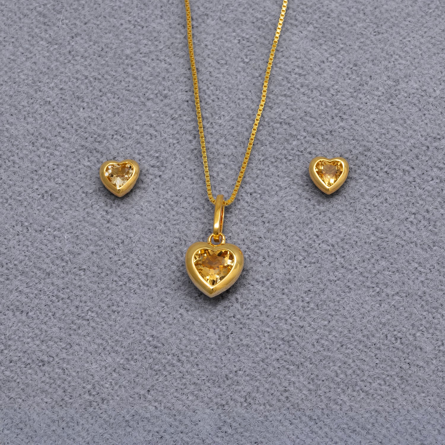 Gold Vermeil & Citrene Heart Stud Earrings