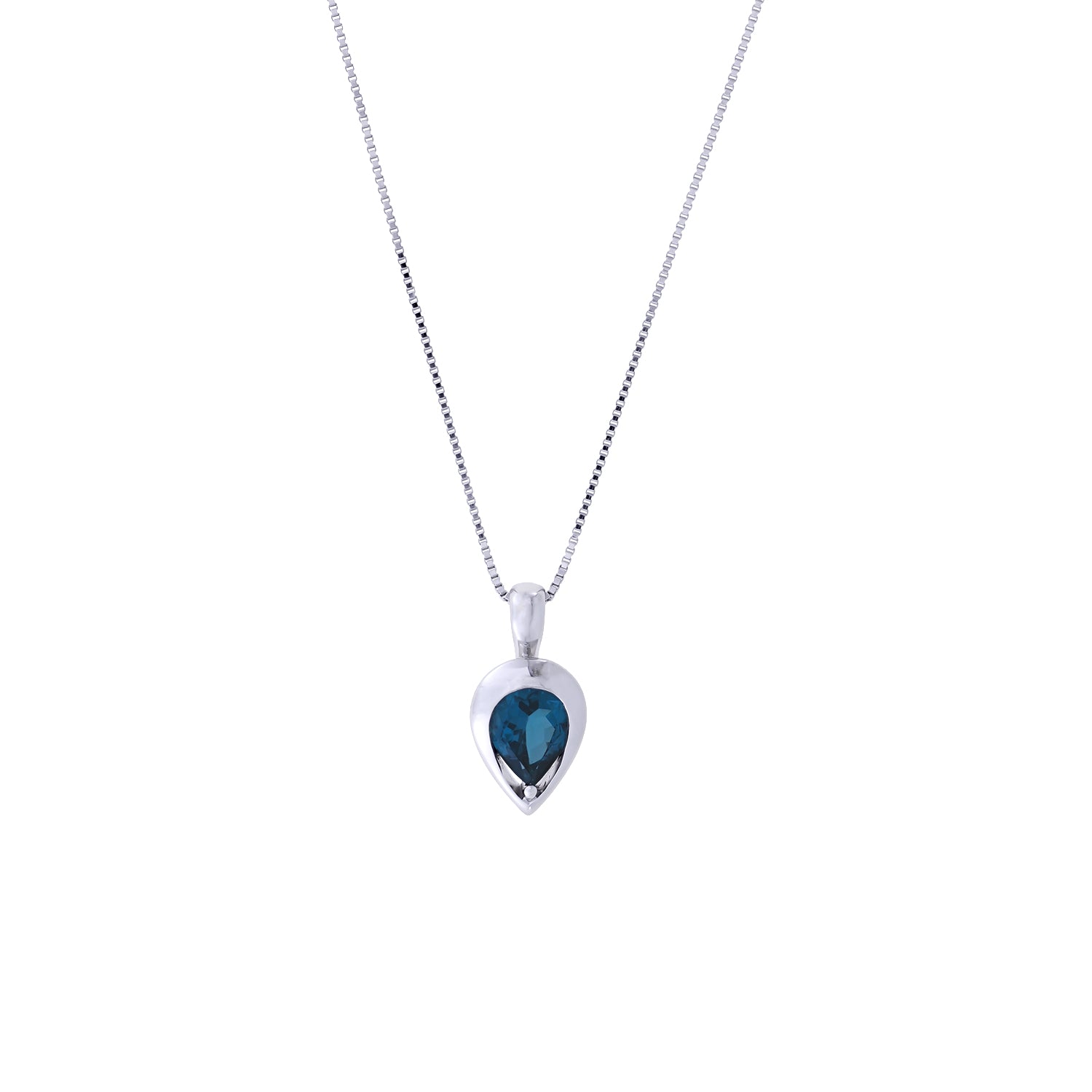 Sterling Silver & London Blue Topaz Teardrop Pendant