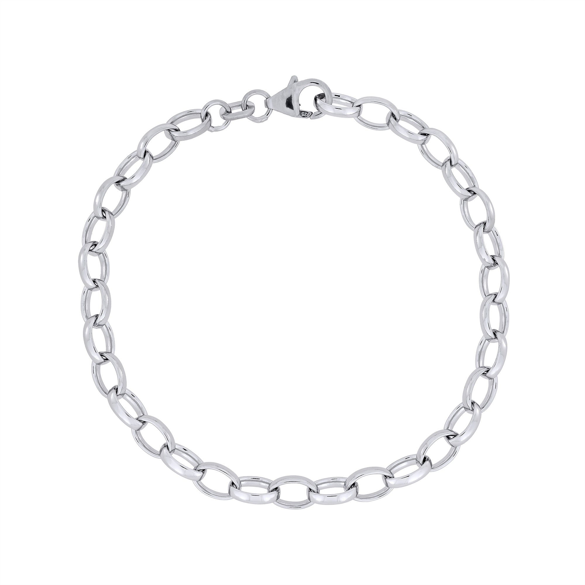 Classic and elegant sterling silver belcher chain bracelet on a white background