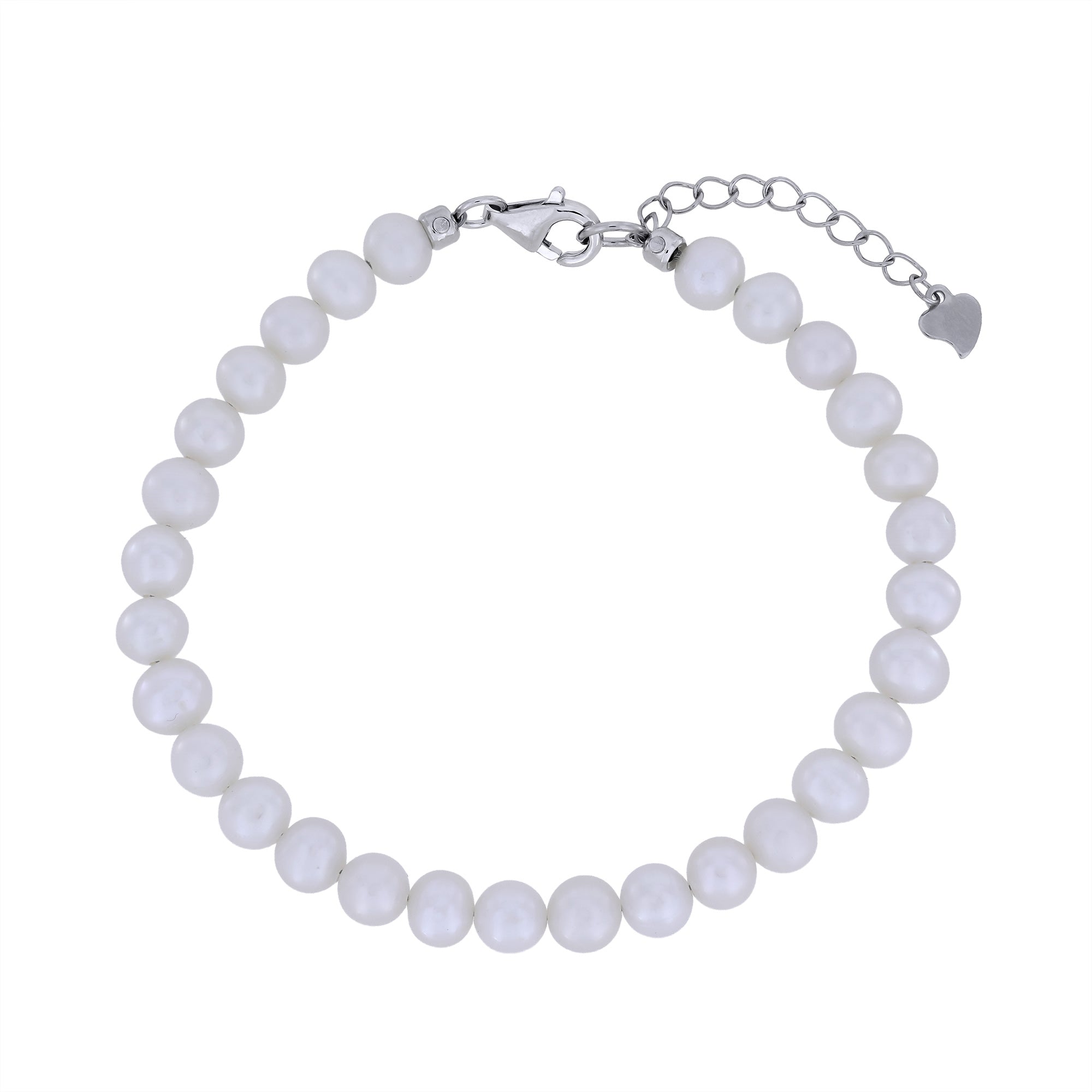 Sterling Silver Cream Round Freshwater Pearls Bracelet
