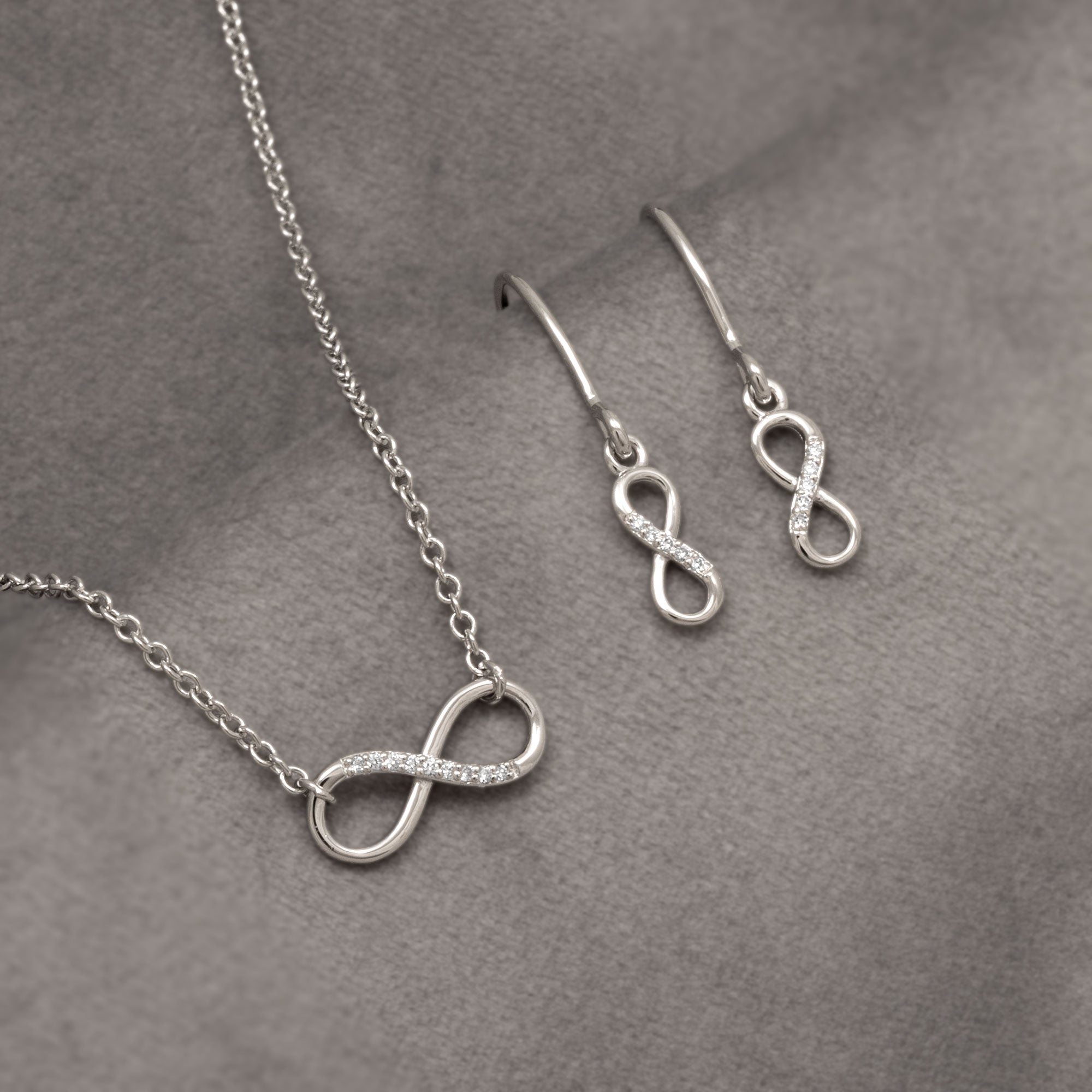 Silver & Pavé 0.16 Carat Lab Grown Diamond Infinity Drop Earrings