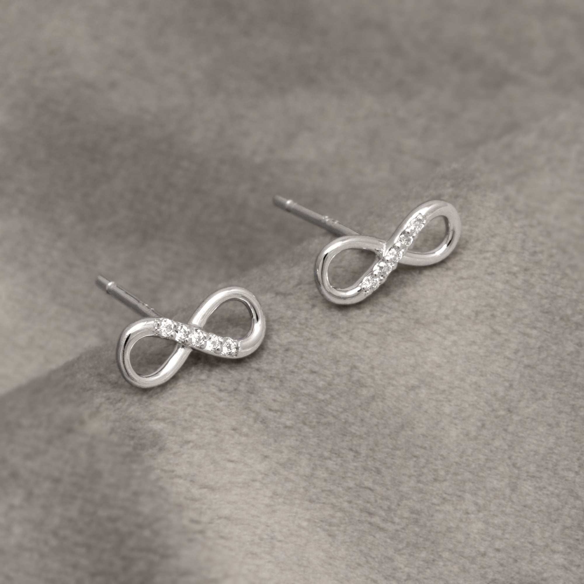 Silver & Pavé 0.16 Carat Lab Grown Diamond Infinity Stud Earrings