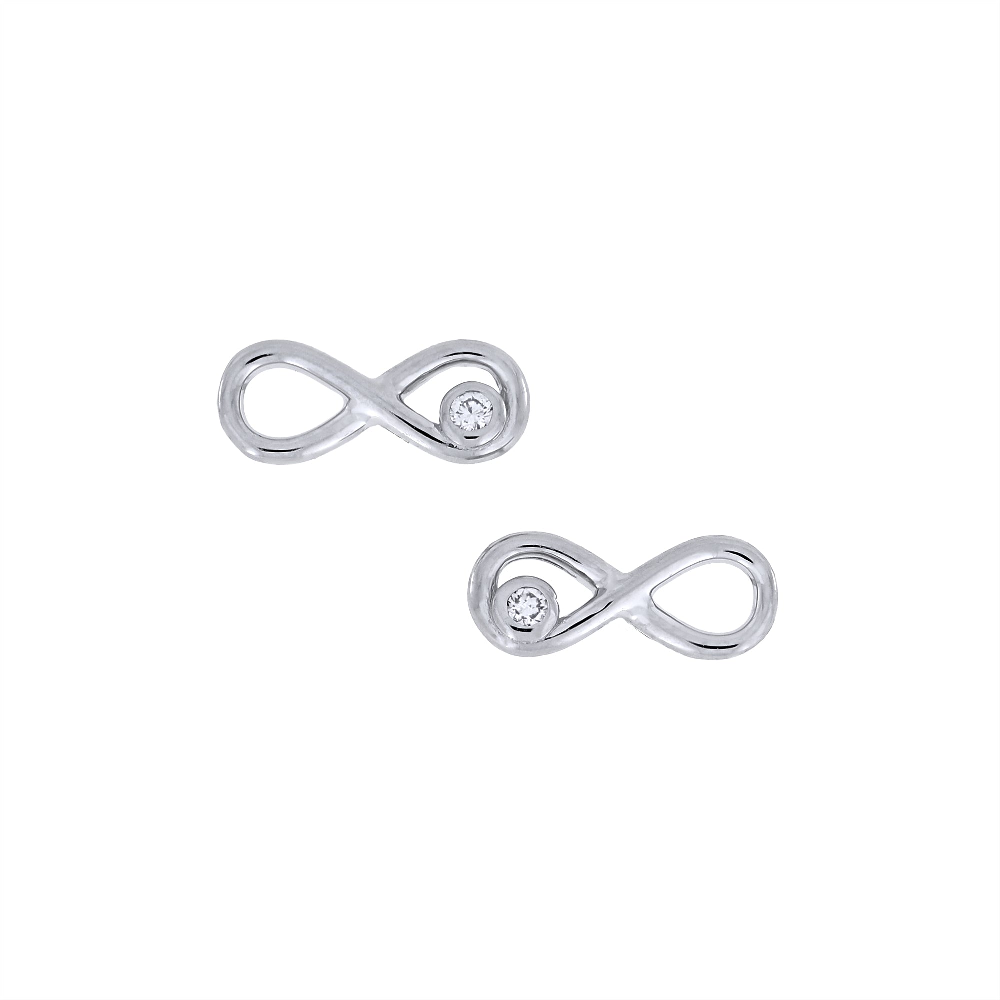 Silver & Solitaire 0.08 Carat Lab Grown Diamond Infinity Stud Earrings