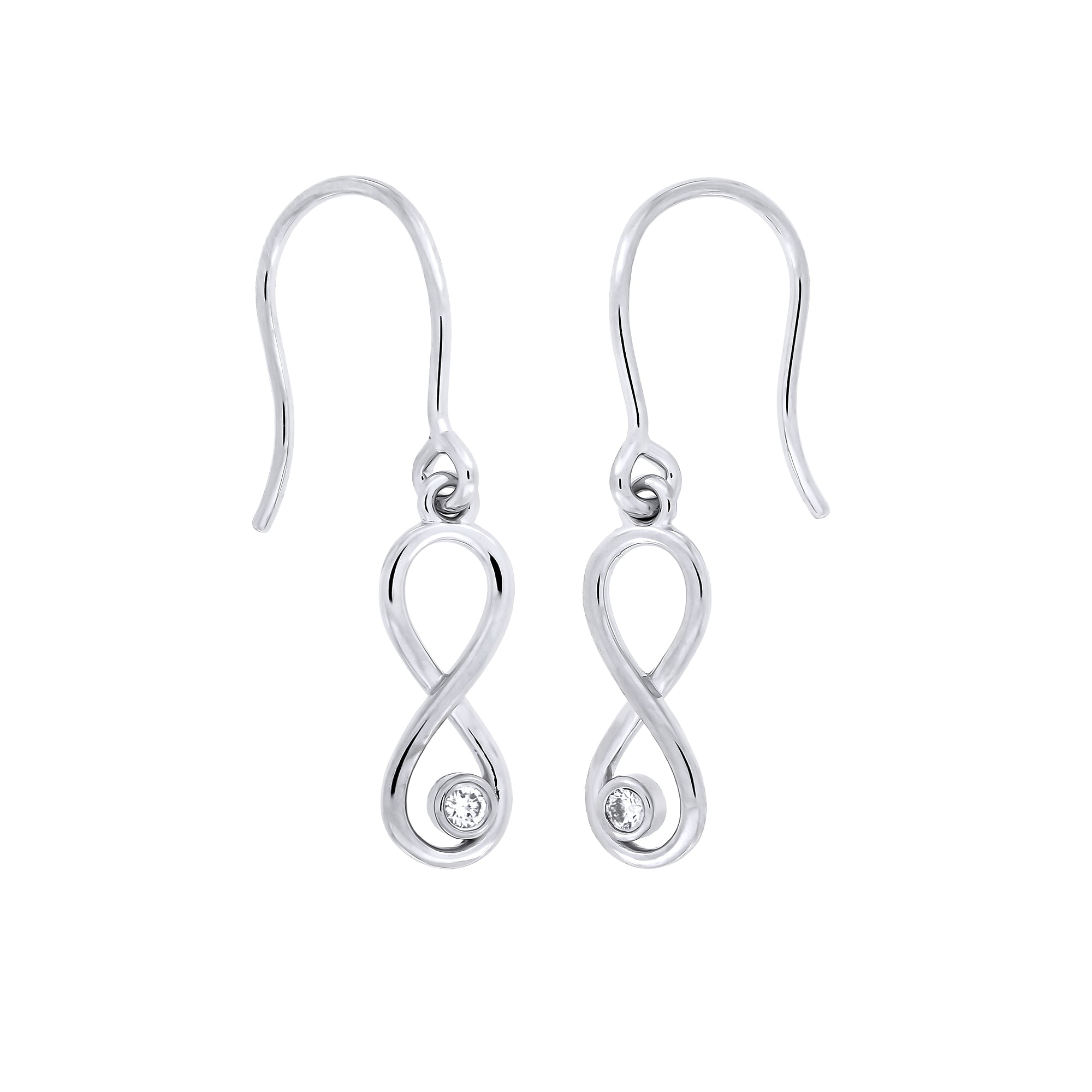Silver & Solitaire 0.10 Carat Lab Grown Diamond Infinity Drop Earrings