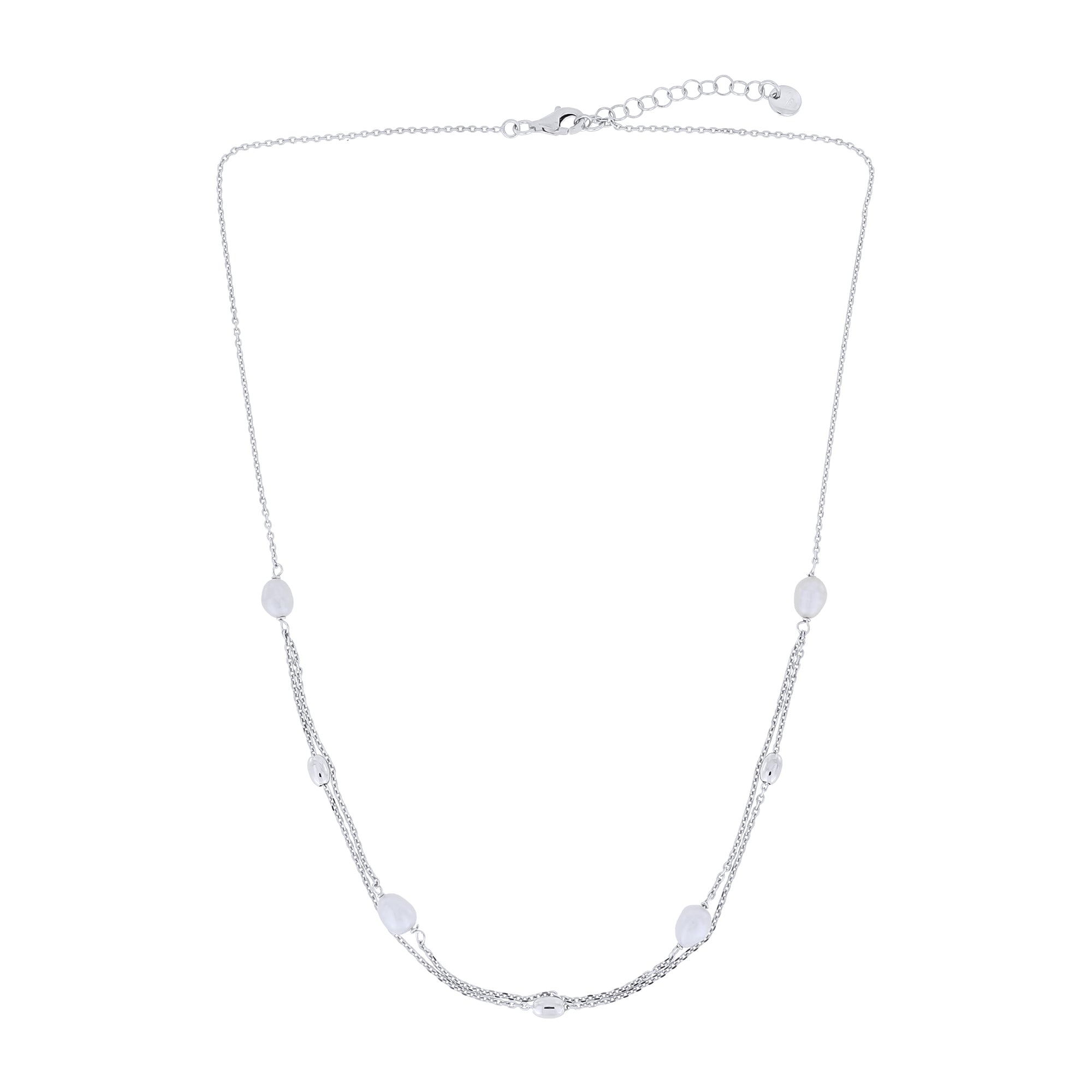 Sterling Silver Twin Strand Freshwater Pearl Necklace