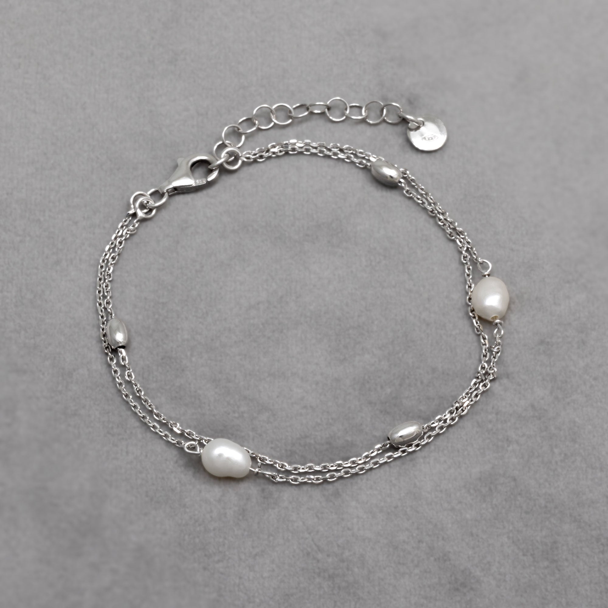Sterling Silver Twin Strand Freshwater Pearl Bracelet