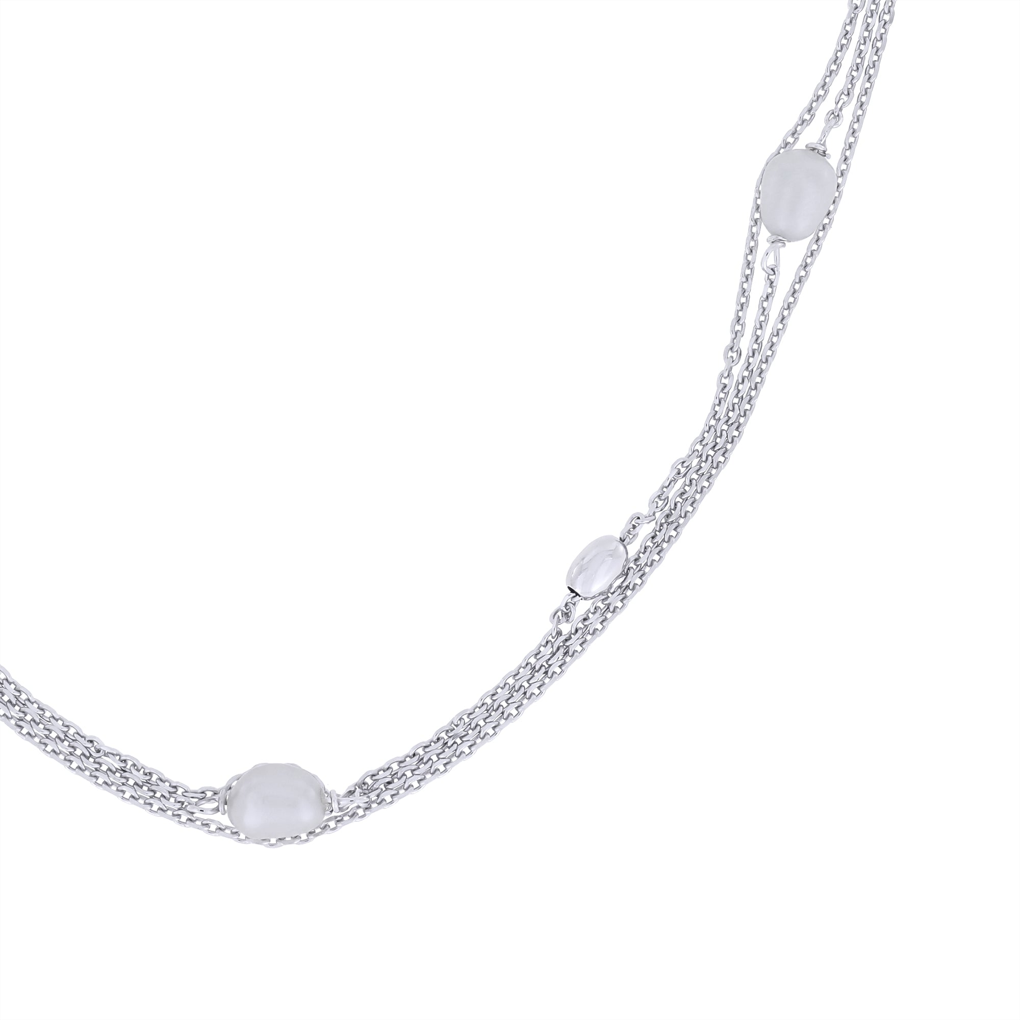 Sterling Silver Triple Strand Freshwater Pearl Necklace