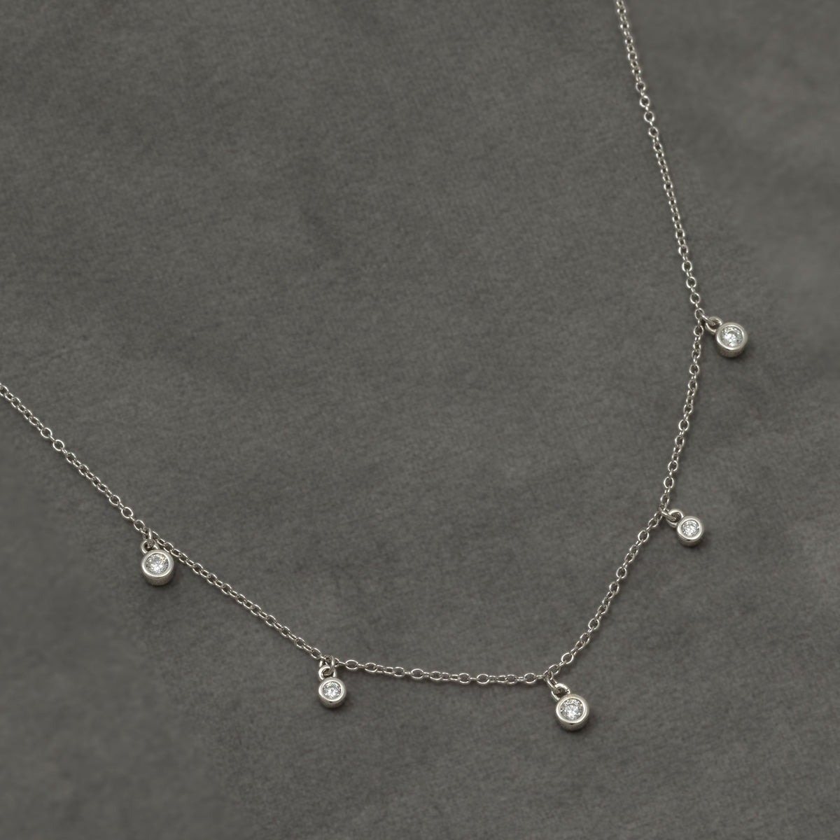 Sterling Silver Necklace with Cubic Zirconia Bubbles