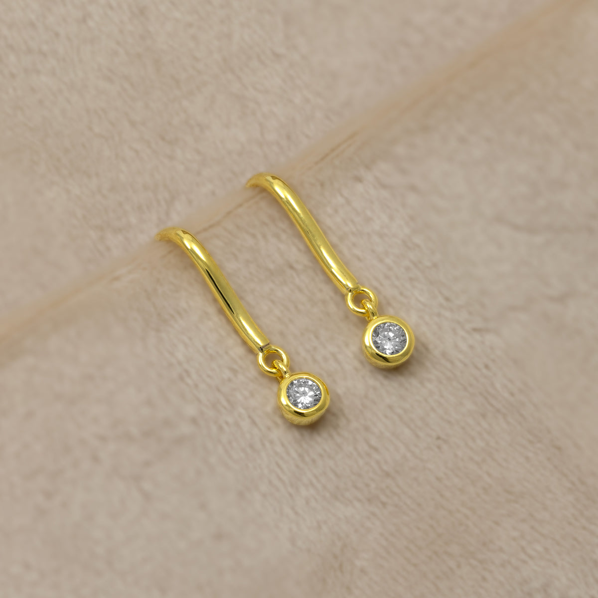 Gold Vermeil & 0.25 Carat Lab Grown Diamond Solitaire Drop Earrings