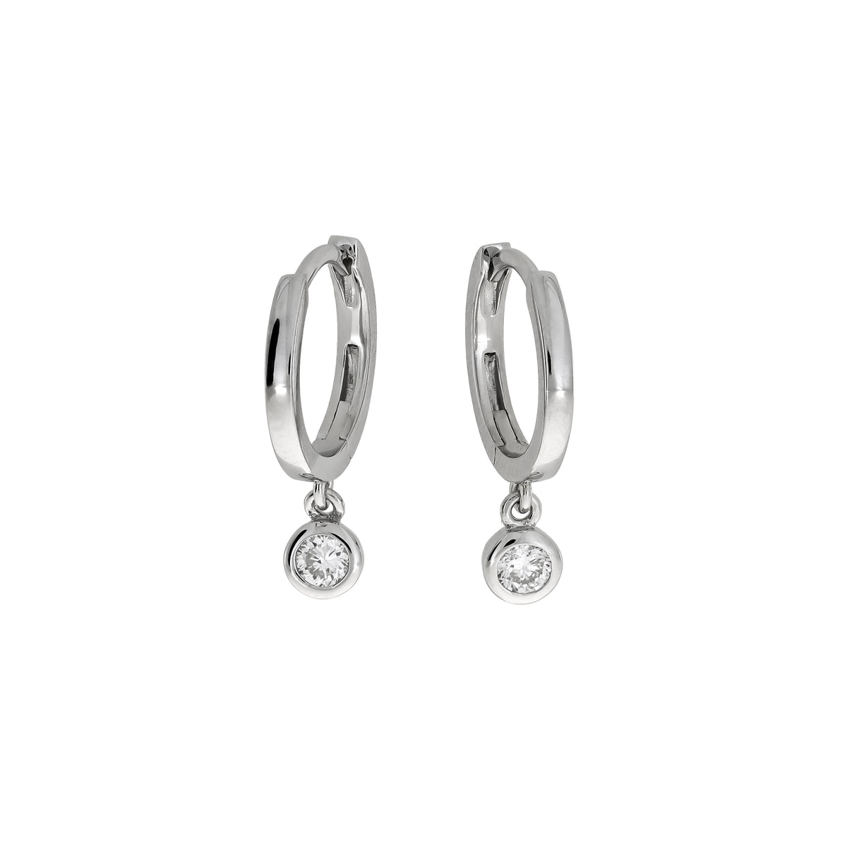 Sterling Silver & 0.25 Carat Lab Grown Diamond Charm Hinged Hoops