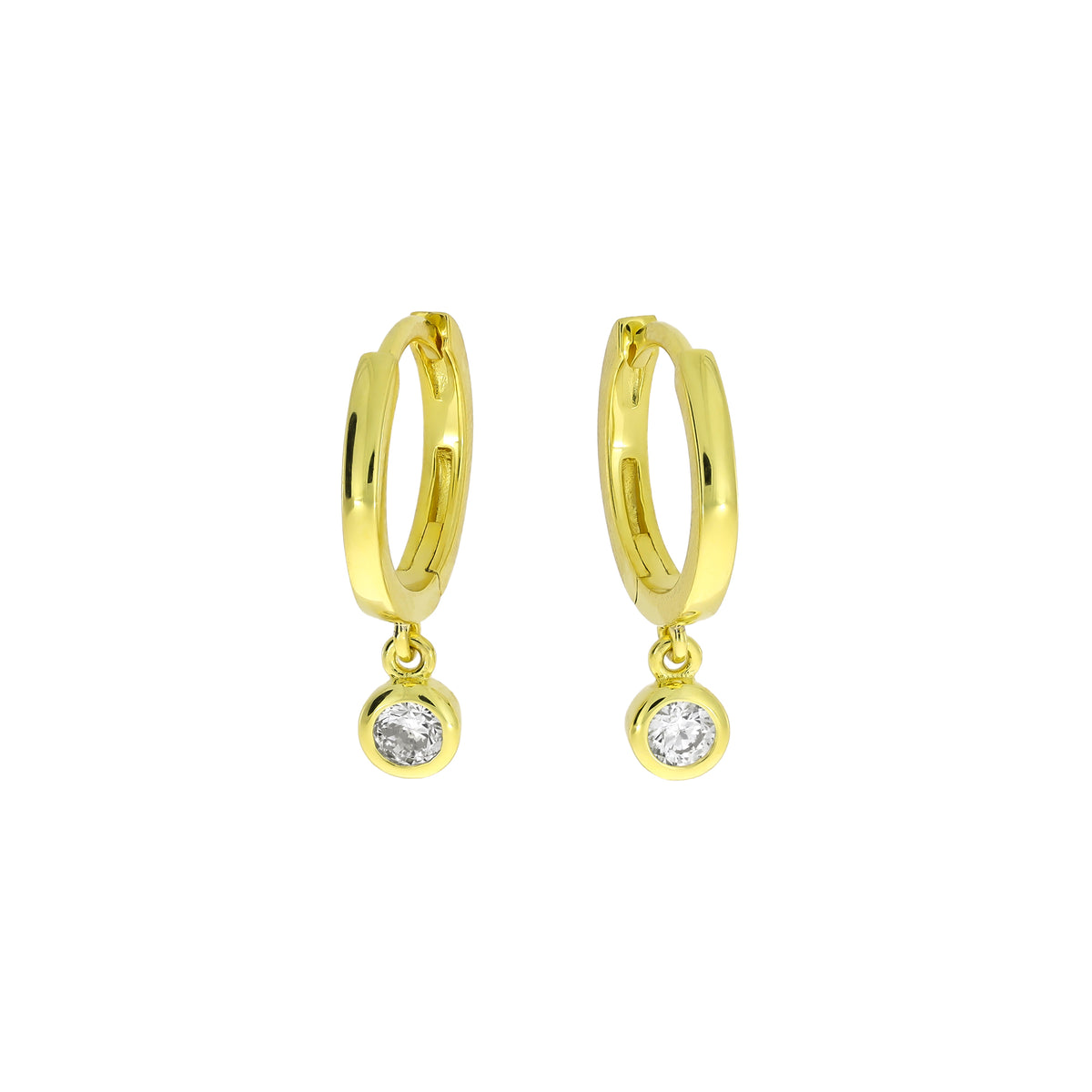 Gold Vermeil & 0.25 Carat Lab Grown Diamond Charm Hinged Hoops