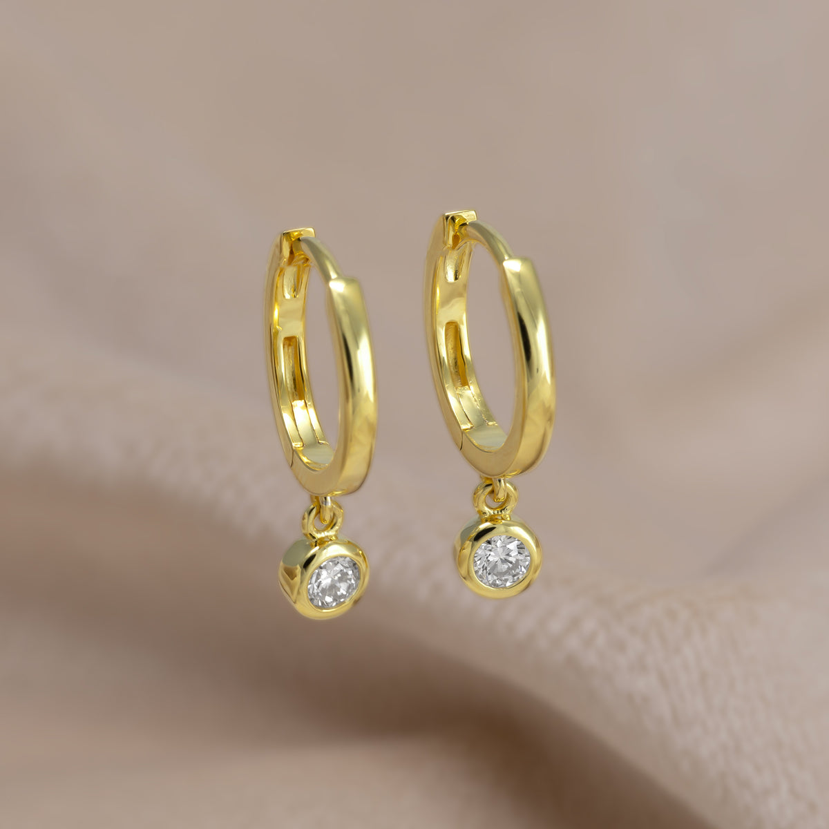 Gold Vermeil & 0.25 Carat Lab Grown Diamond Charm Hinged Hoops