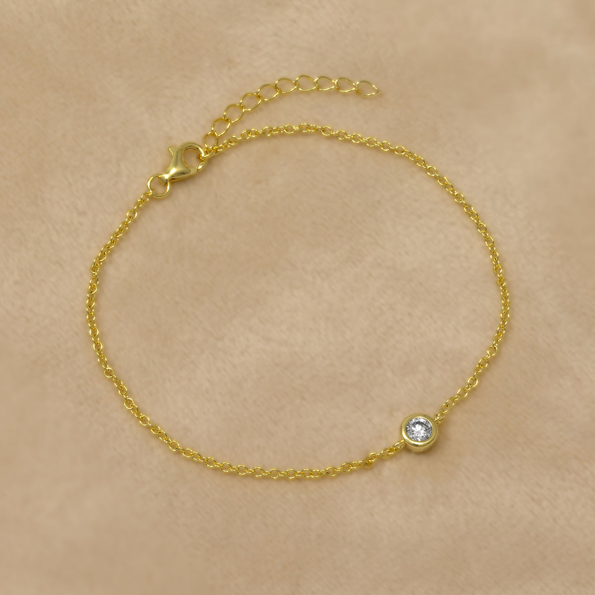 Gold Vermeil & 0.25 Carat Lab Grown Diamond Solitaire Bracelet