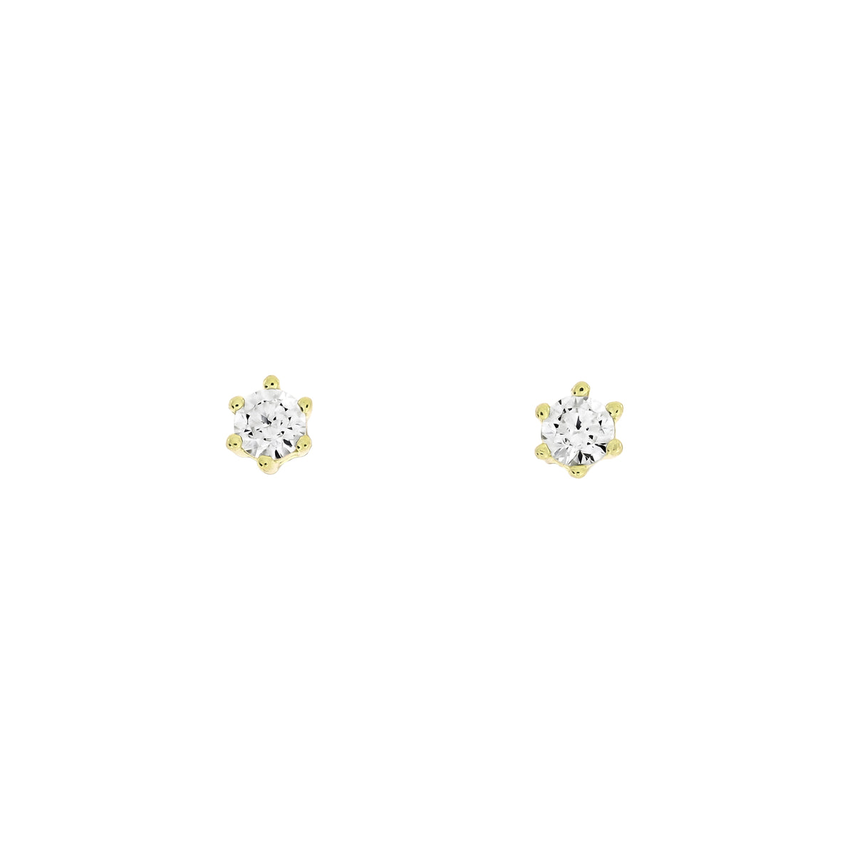 Gold very and cubic zirocnia brilliant cut stud earrings.
