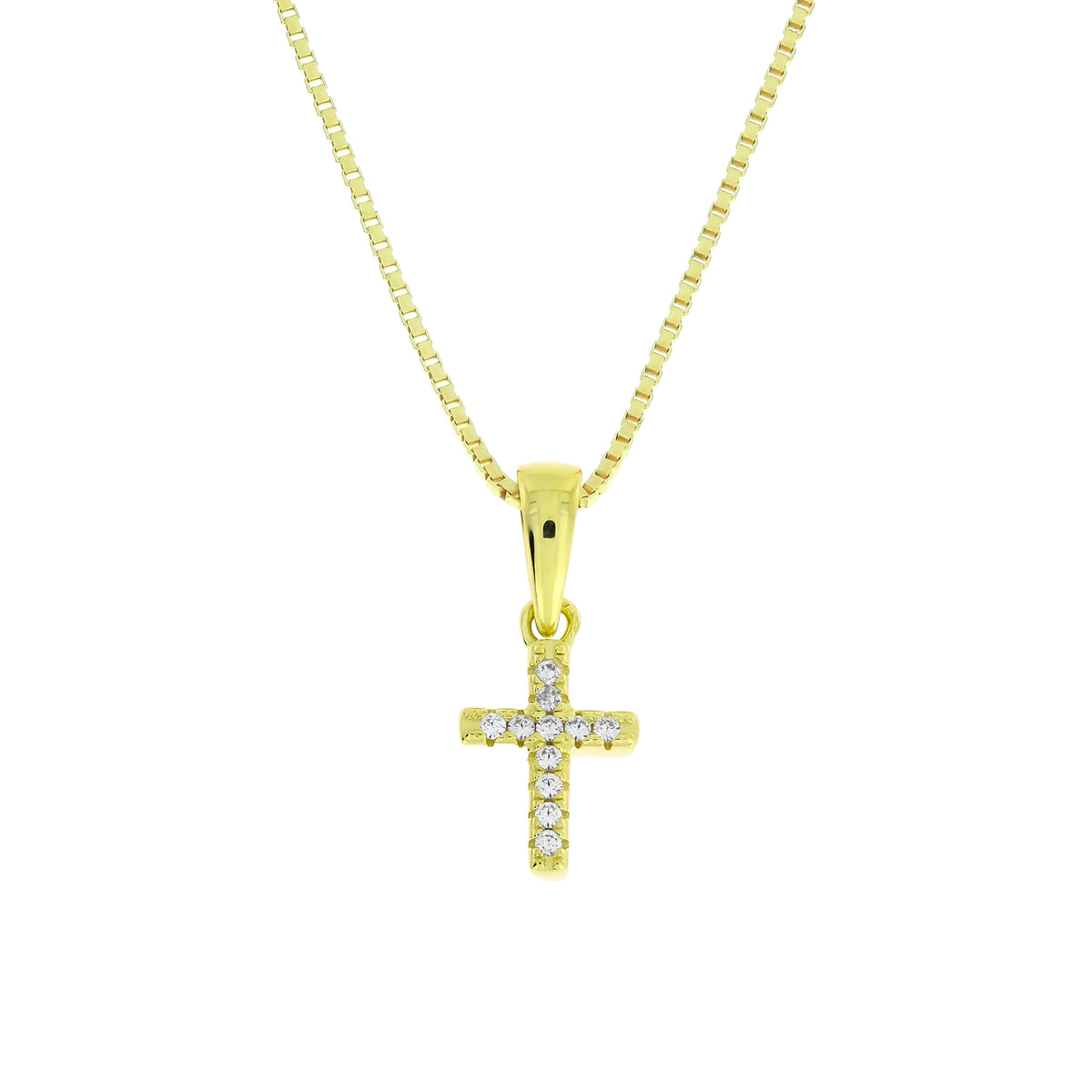 Gold Vermeil Miniature Pavé Cross Pendant