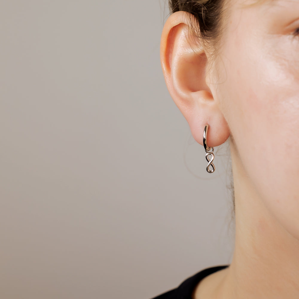 Silver Simple Infinity Charm Hoop Earrings