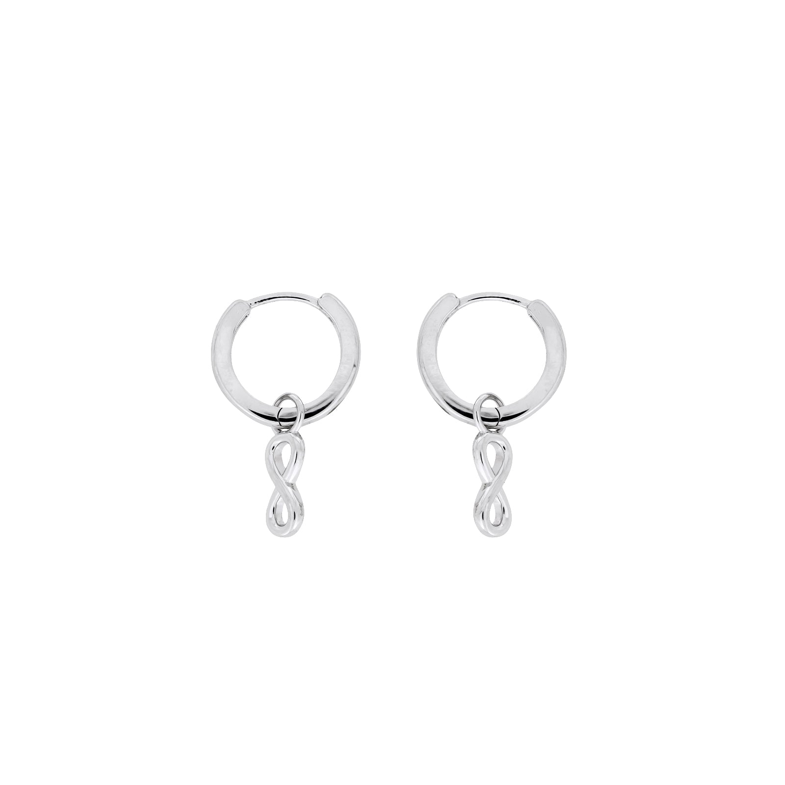 Silver Simple Infinity Charm Hoop Earrings