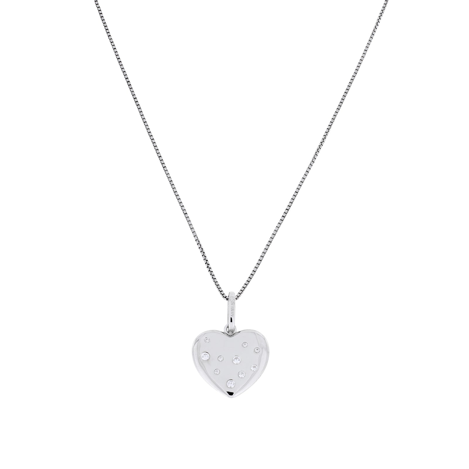 Sterling Silver Scattered Stones Heart Pendant
