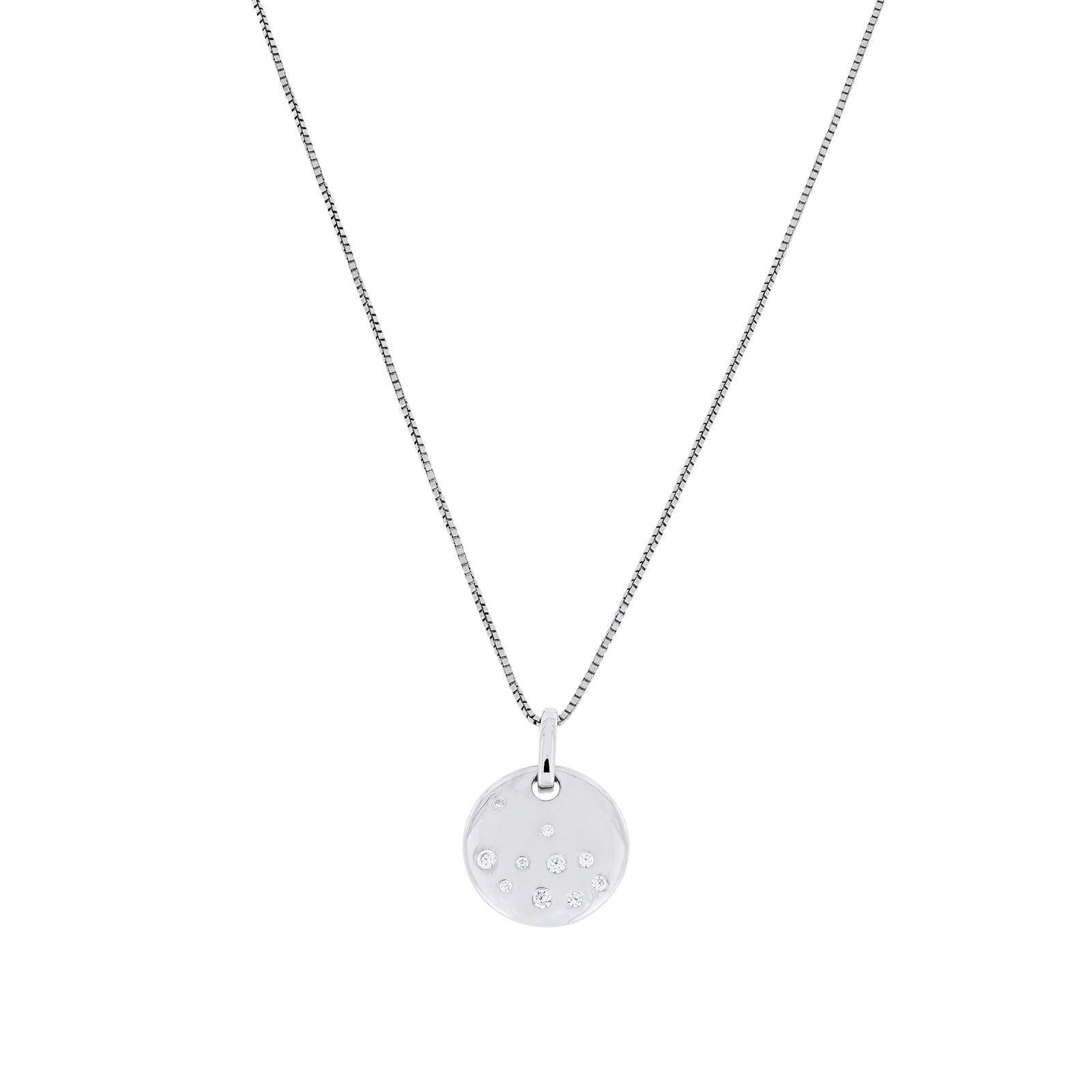 Sterling Silver Scattered Stones Round Pendant