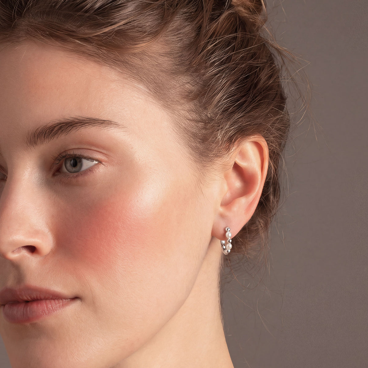 Pearl and Bead Hinge Hoop Earrings