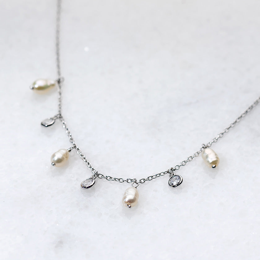 Freshwater Pearl and Cubic Zirconia Necklace
