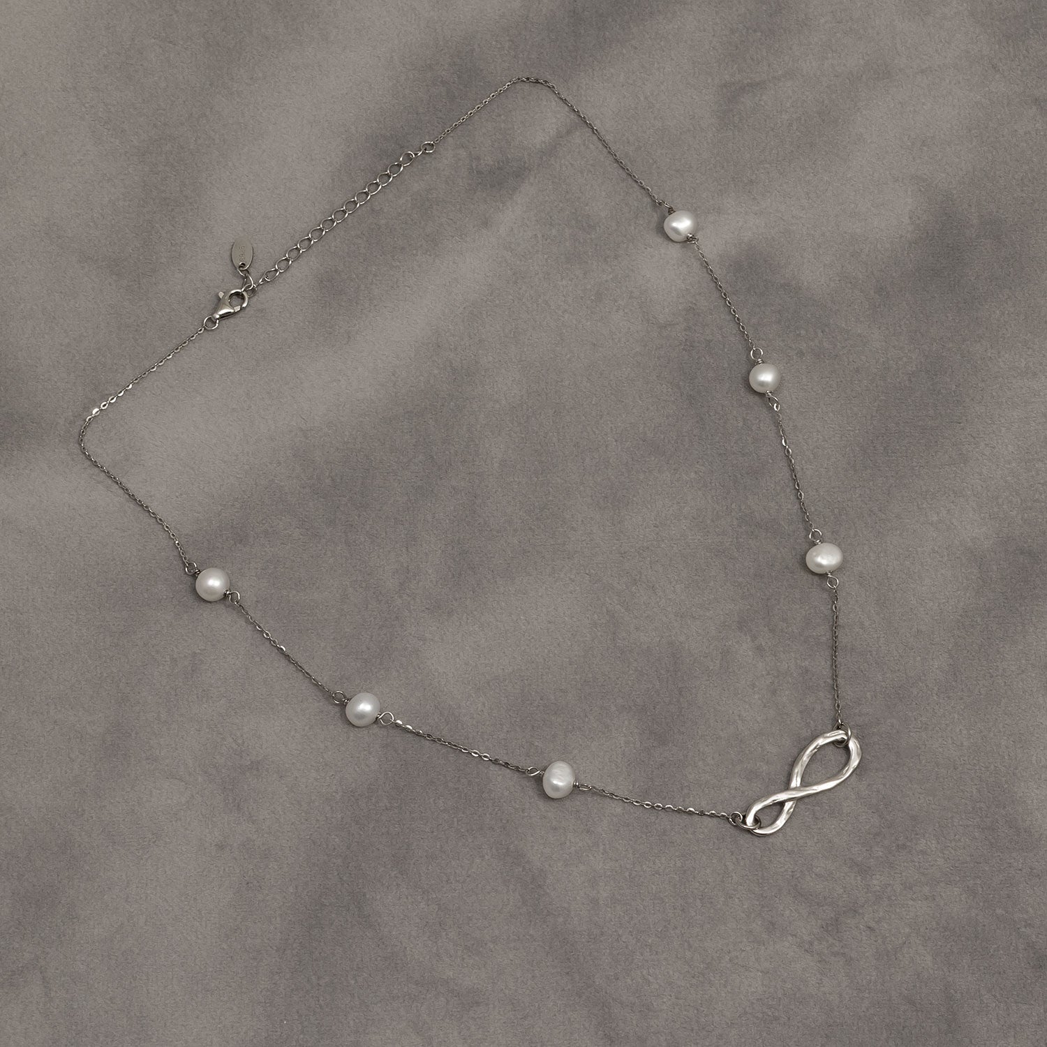 Sterling Silver Infinity Necklace with Freshwater Pearls