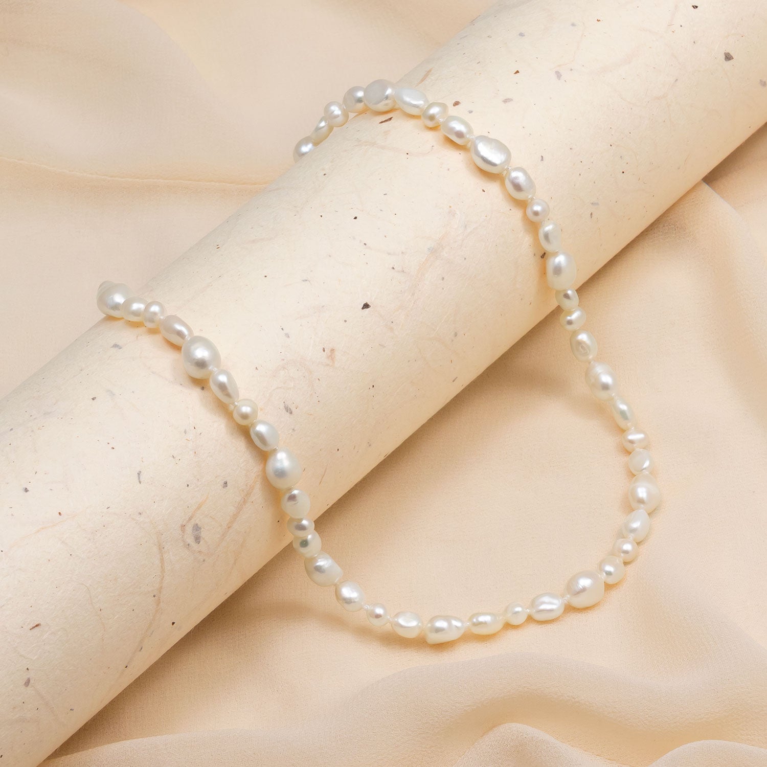 Sterling Silver Mixed Freshwater Pearls Necklace