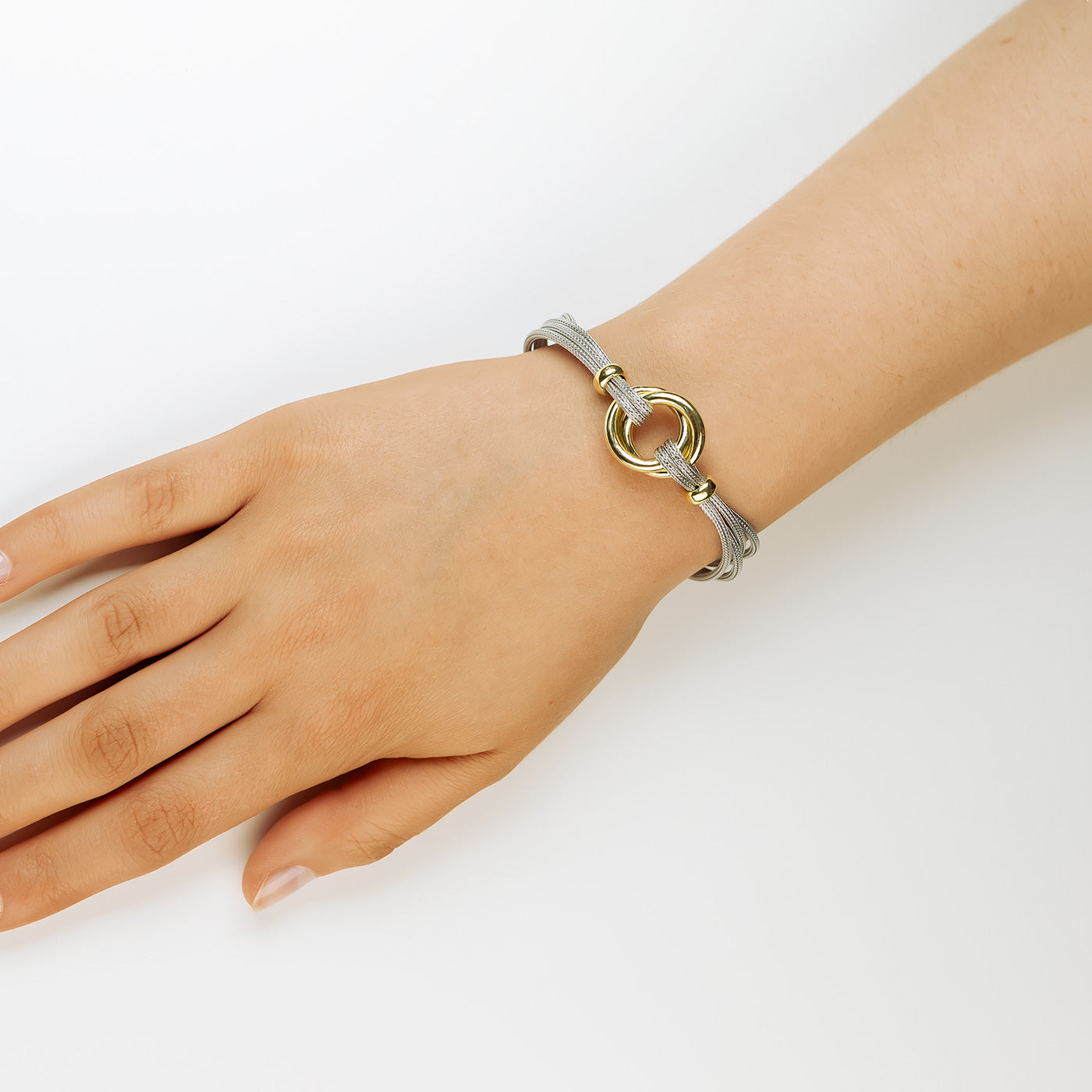 Silver & Gold Vermeil Double Circle Bracelet