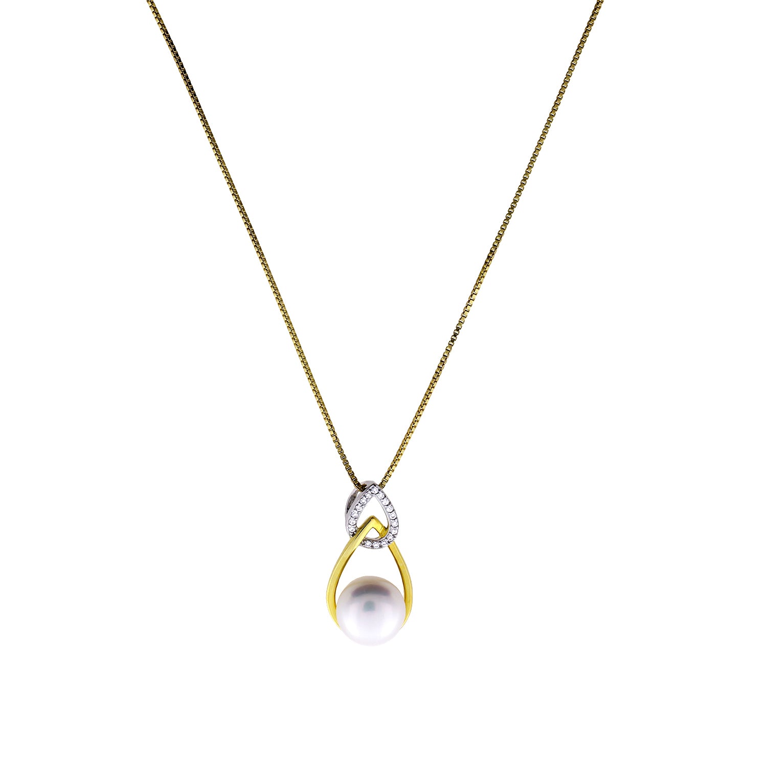Silver & Gold Vermeil Freshwater Pearl Teardrops Pendant