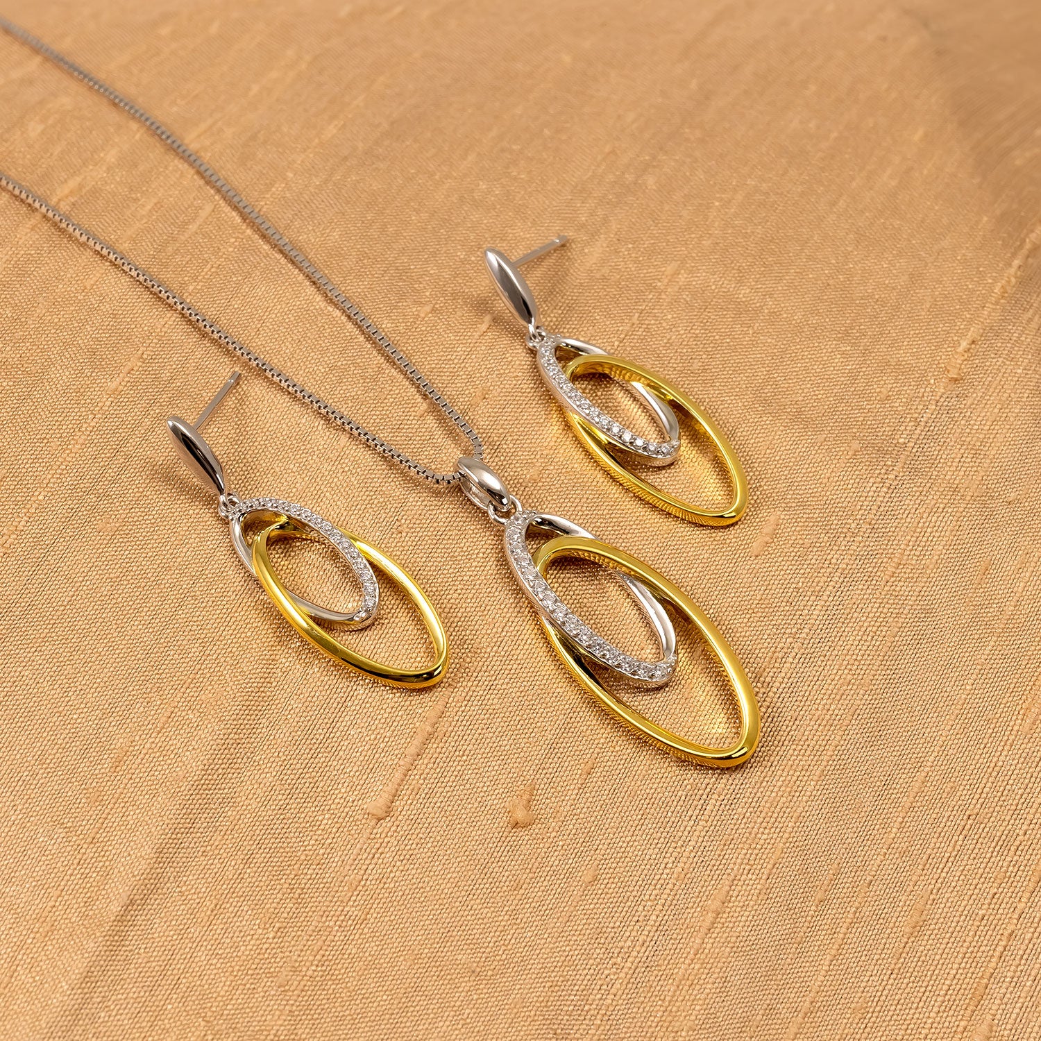 Silver & Gold Vermeil Ovals Pendant