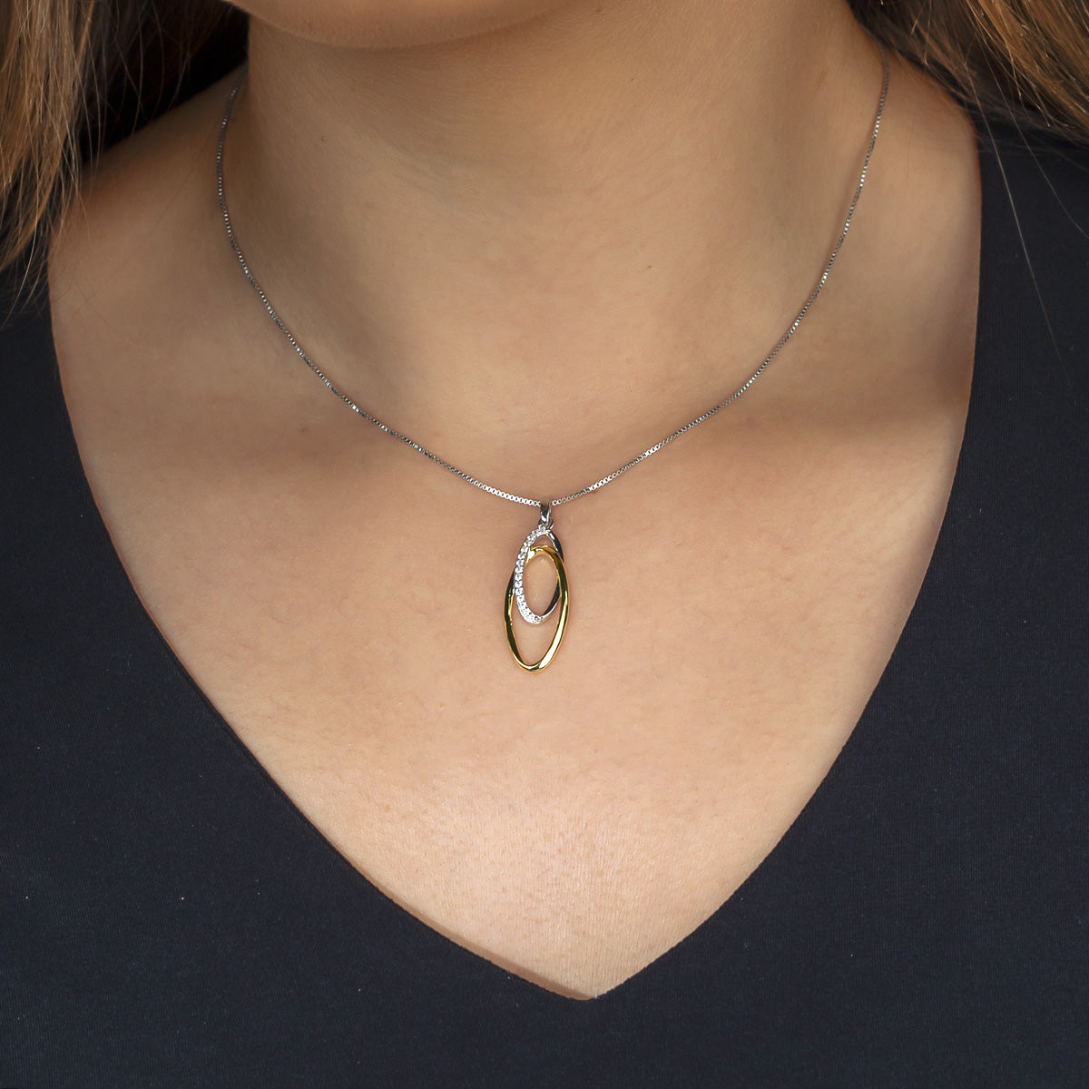 Silver & Gold Vermeil Ovals Pendant