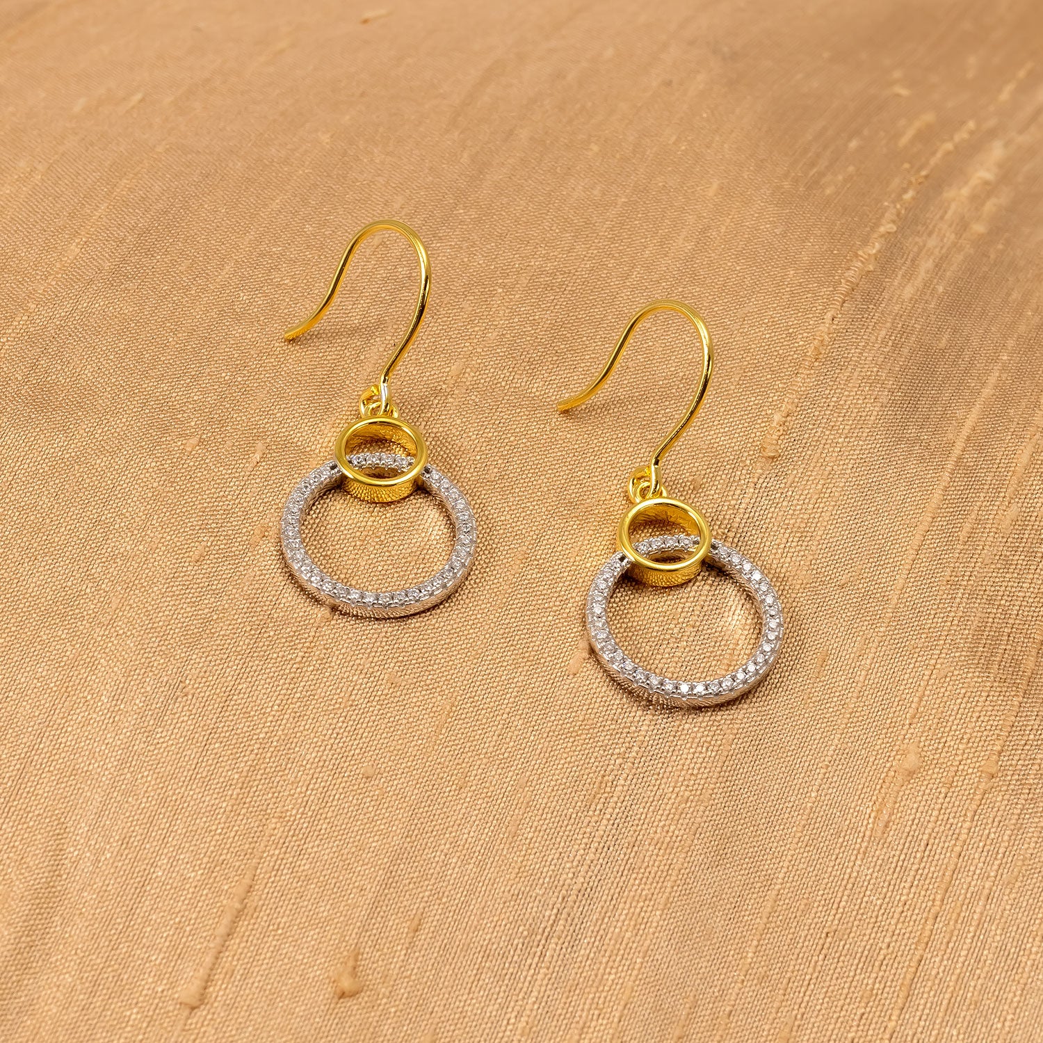 Silver & Gold Vermeil Circles Drop Earrings