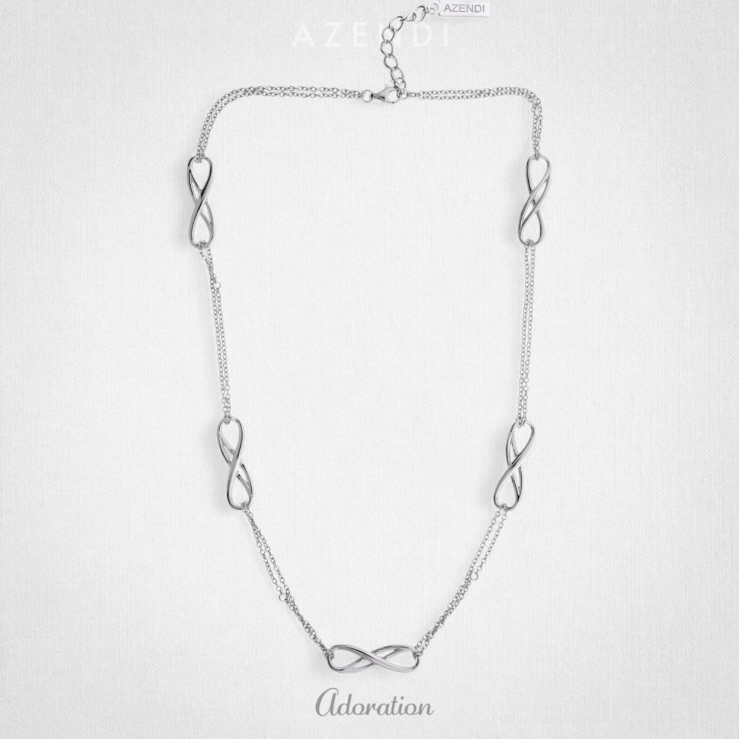 Silver Multiple Double Infinity Necklace