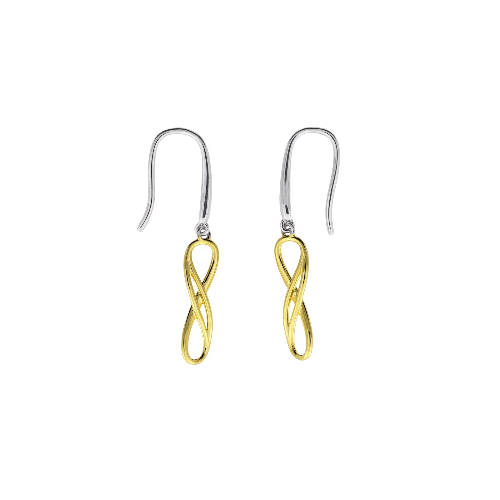 Silver Double Infinity Drop Earrings