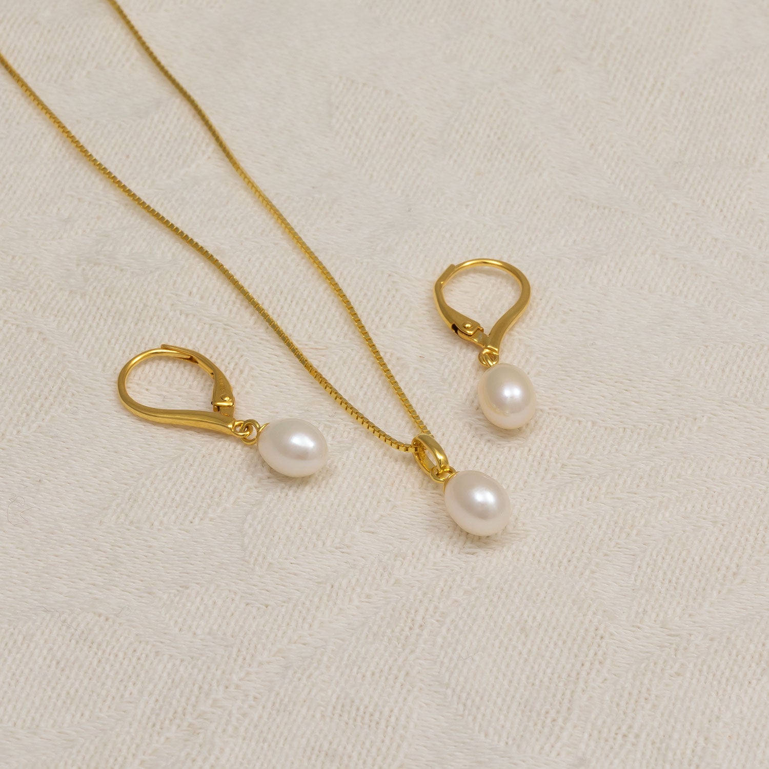 Simple Gold Vermeil Teardrop Freshwater Pearl Drop Earrings