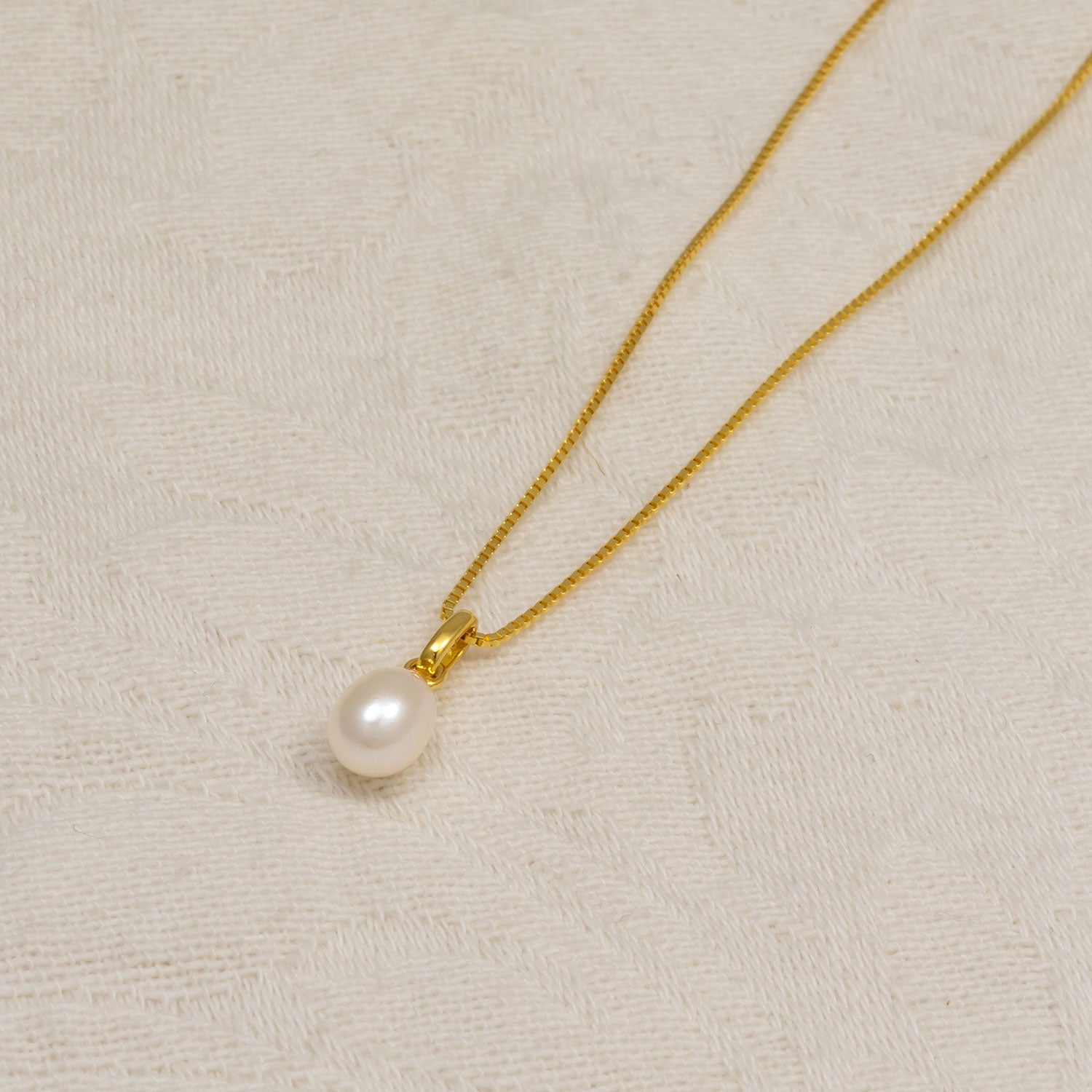 Simple Gold Vermeil Teardrop Freshwater Pearl Pendant