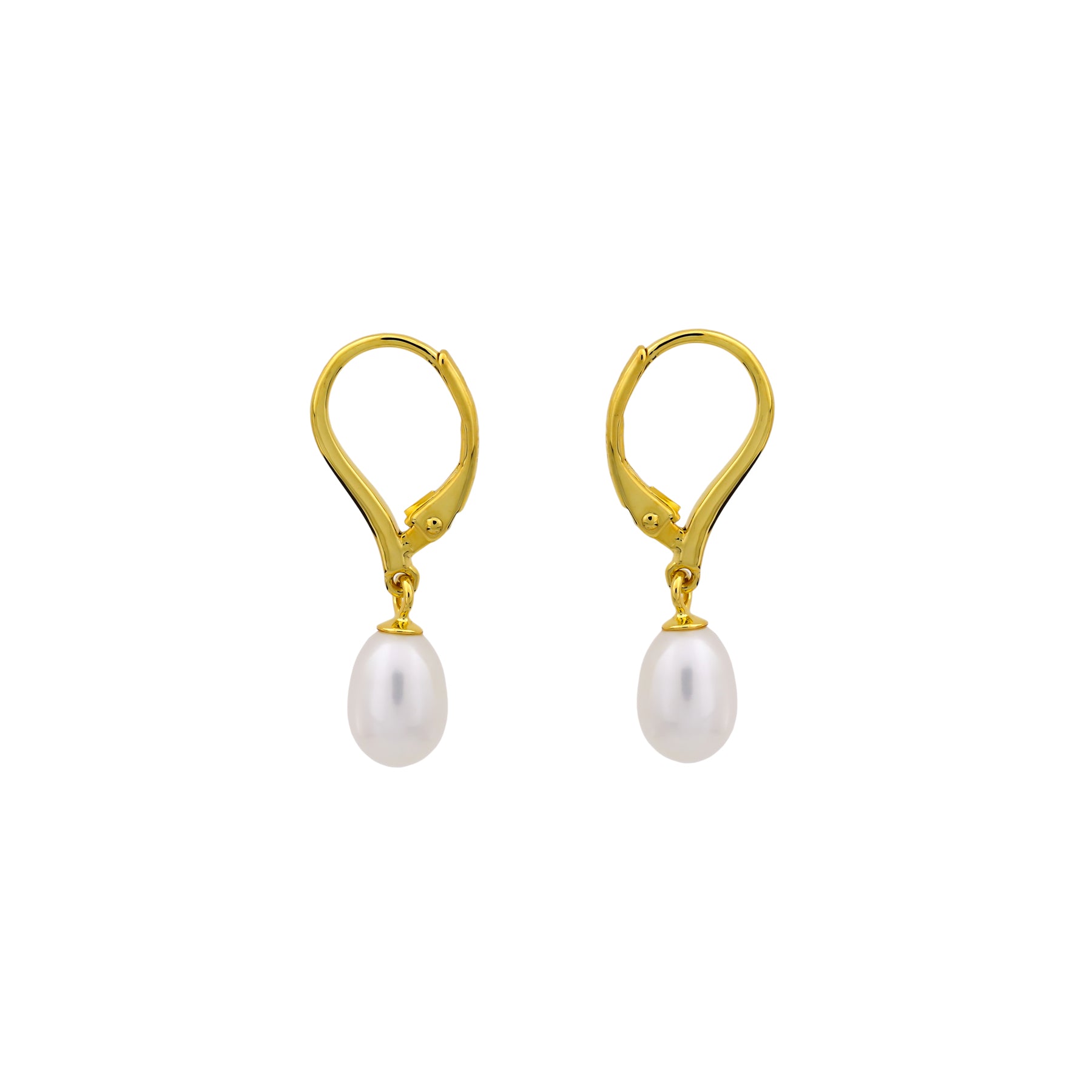 Simple Gold Vermeil Teardrop Freshwater Pearl Drop Earrings