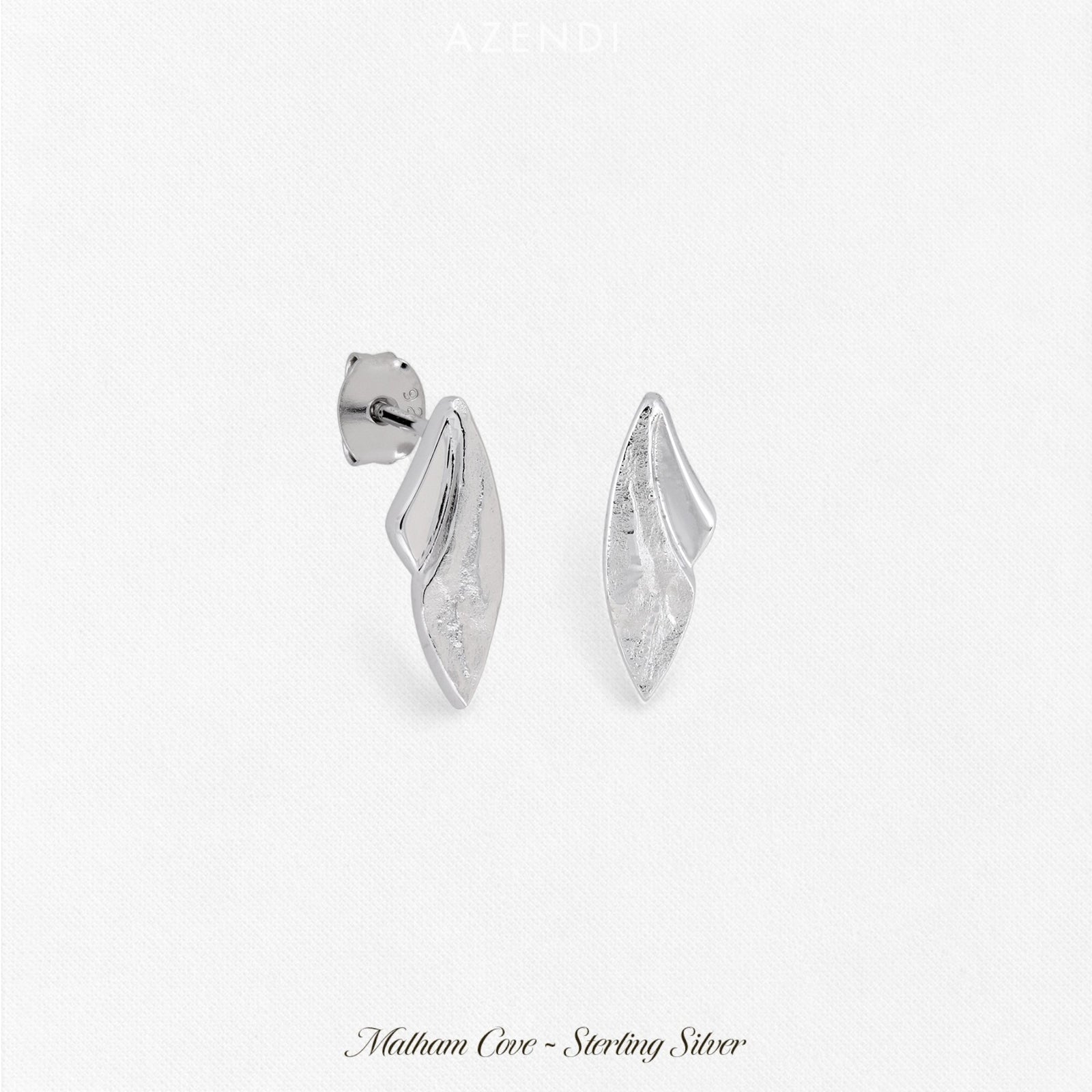 Malham Cove Curved Textured & Polished Stud Earrings