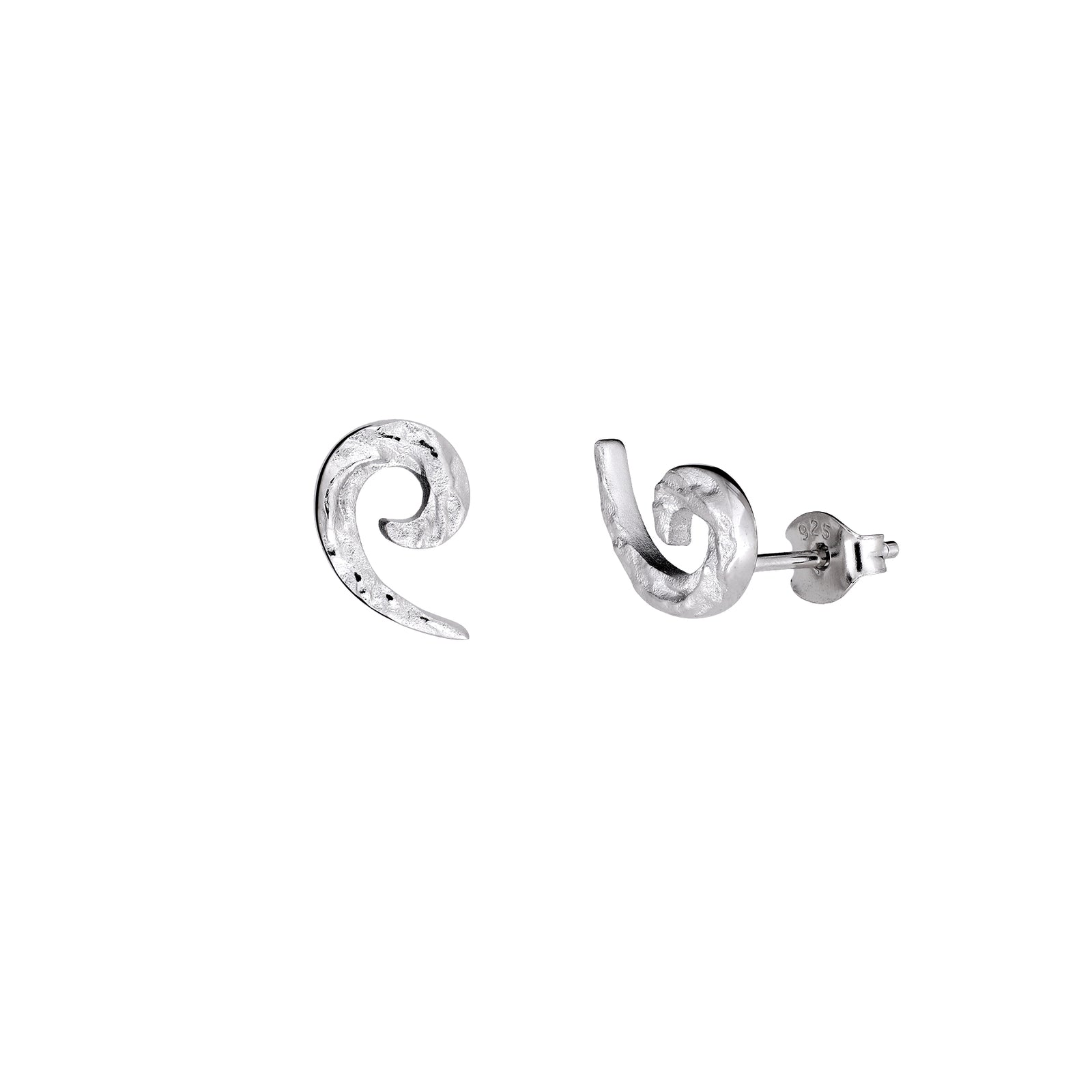 Malham Cove Textured Curling Horn Stud Earrings