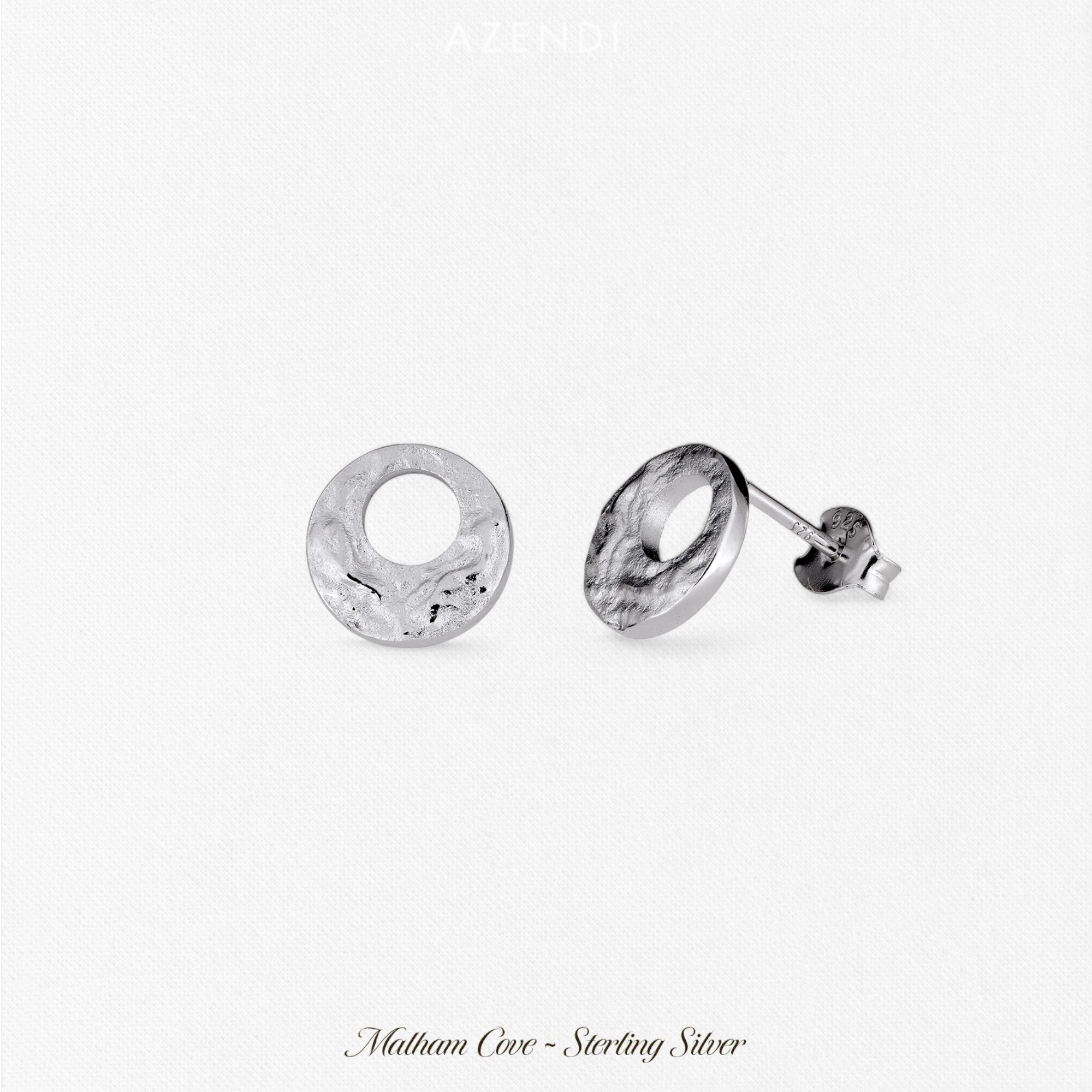 Malham Cove Textured Circle Stud Earrings