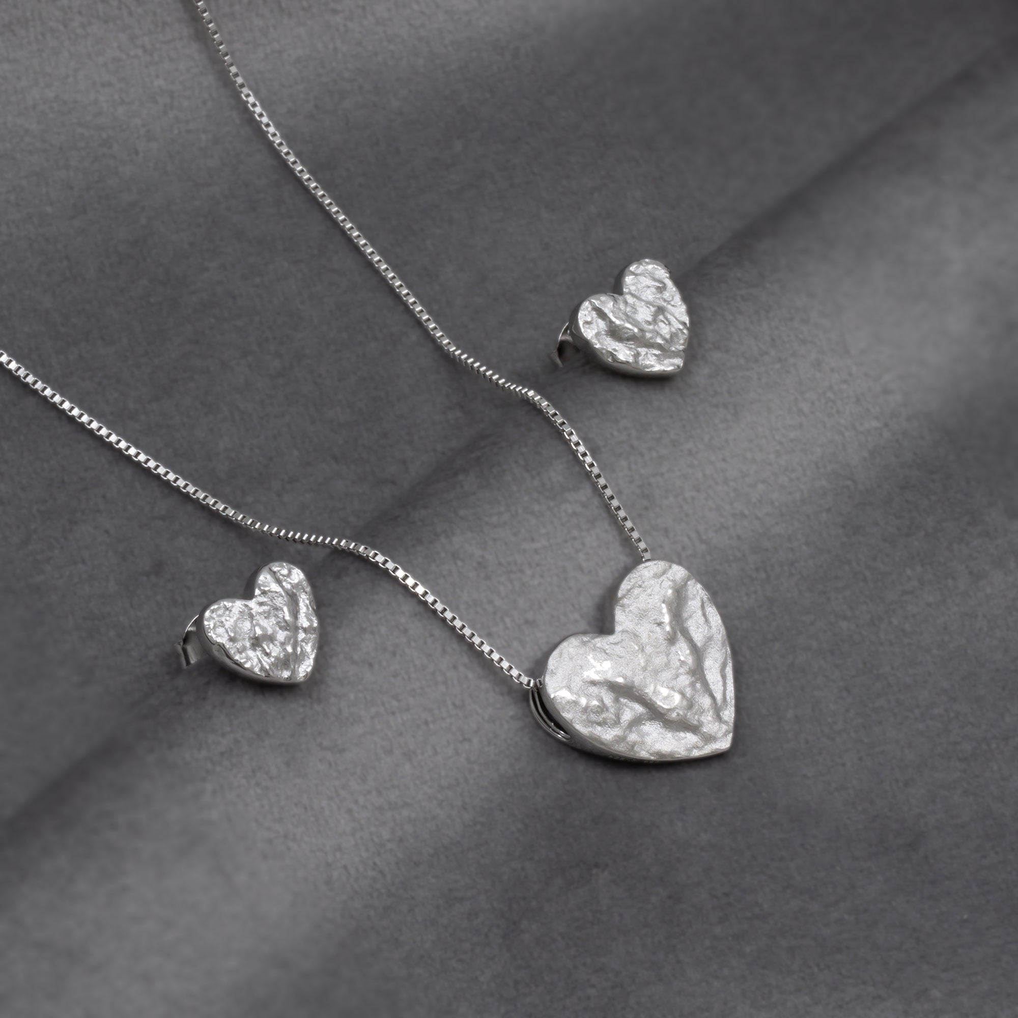Malham Cove Textured Heart Stud Earrings